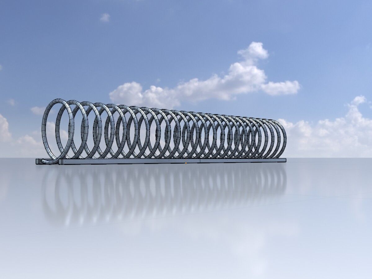 Spiral-shaped bicycle stand made of aluminum Low-poly 3D model_7