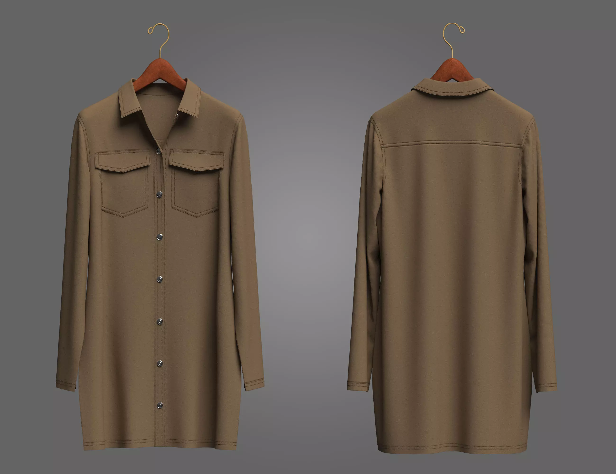 Female Denim Dress on Hanger 3D model_0