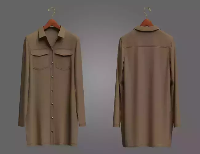 Female Denim Dress on Hanger 3D model Female Denim Dress on Hanger 3D model