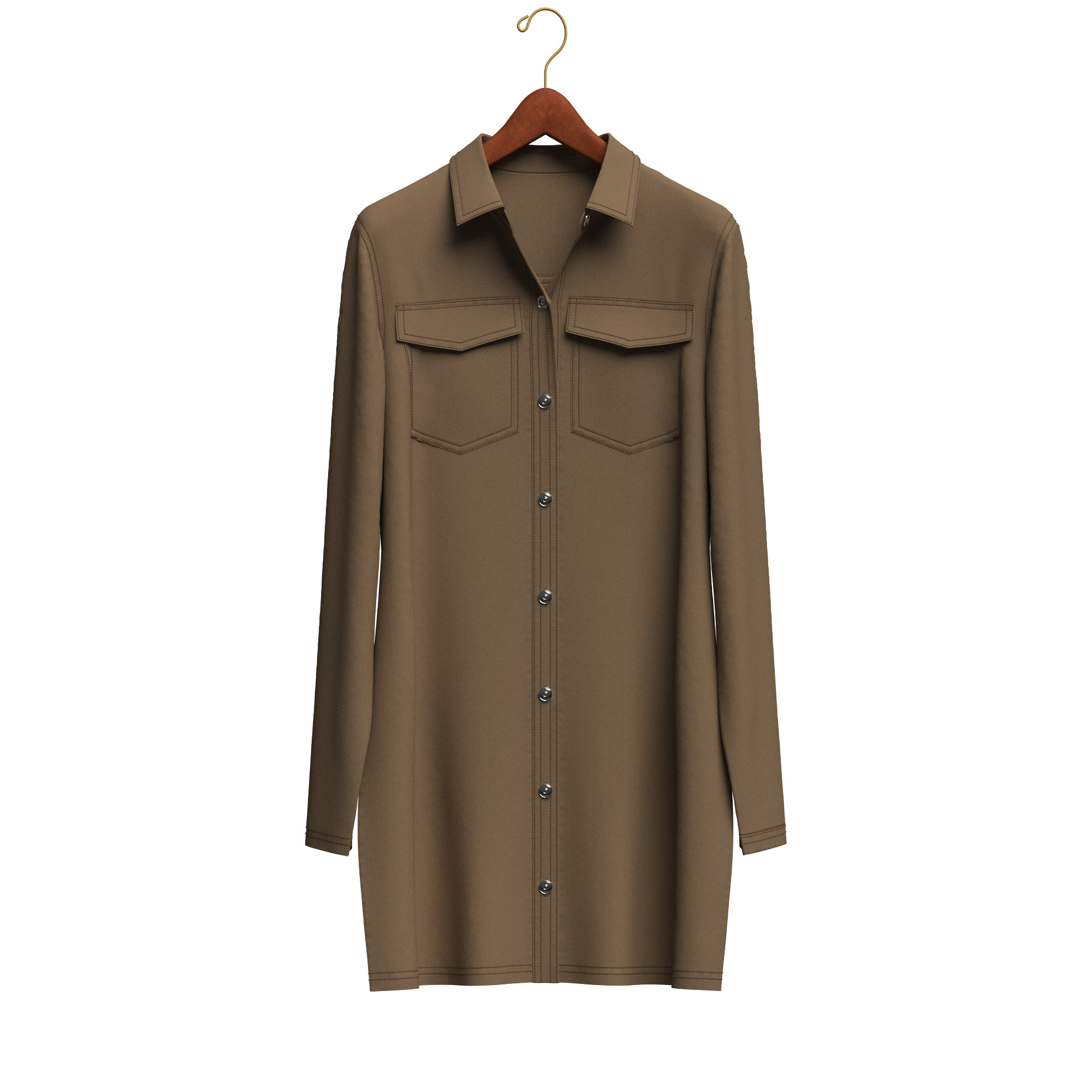 Female Denim Dress on Hanger 3D model_4