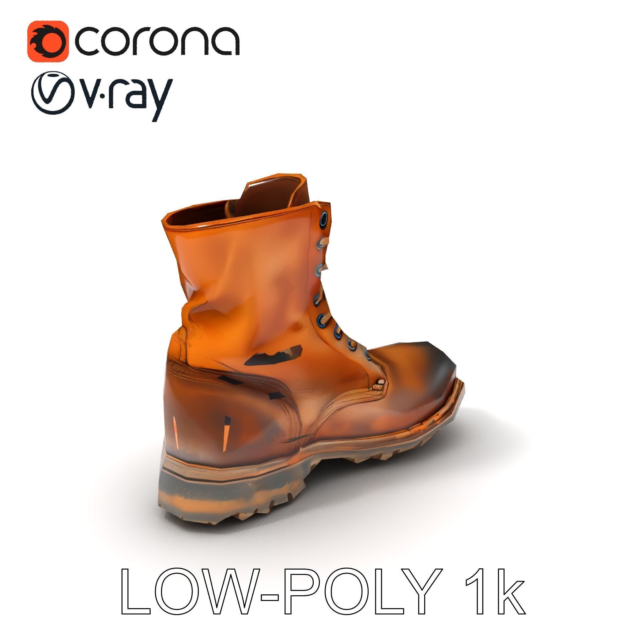 Realistic Leather Boot Model Pack Low-poly 3D model_20