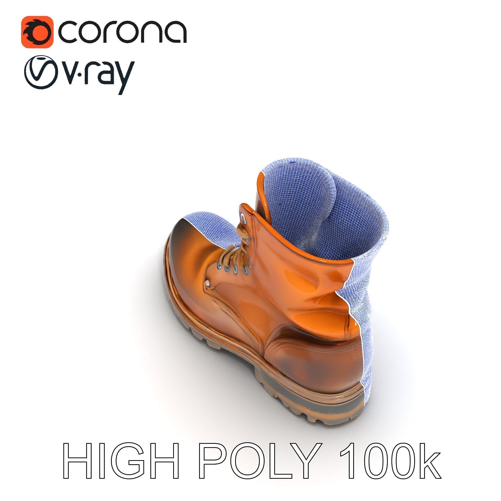 Realistic Leather Boot Model Pack Low-poly 3D model_8