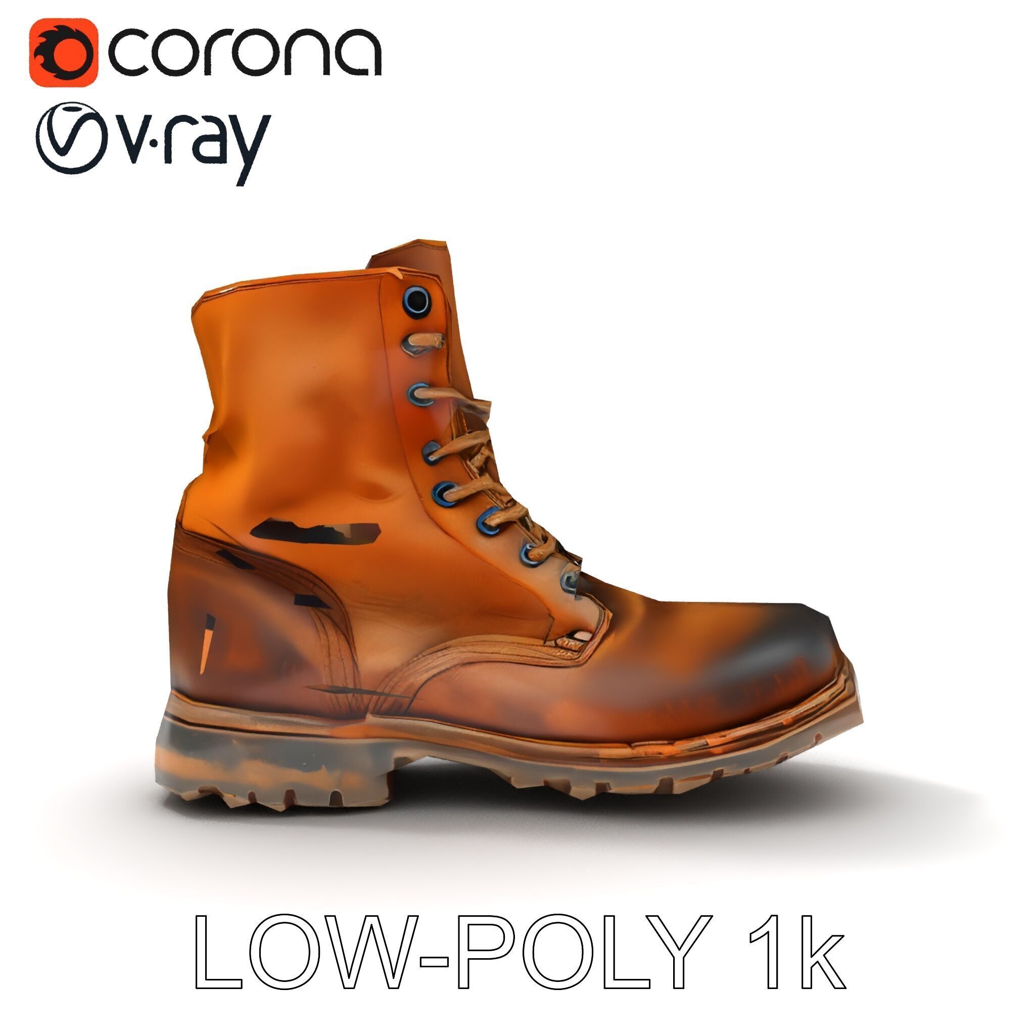 Realistic Leather Boot Model Pack Low-poly 3D model_23
