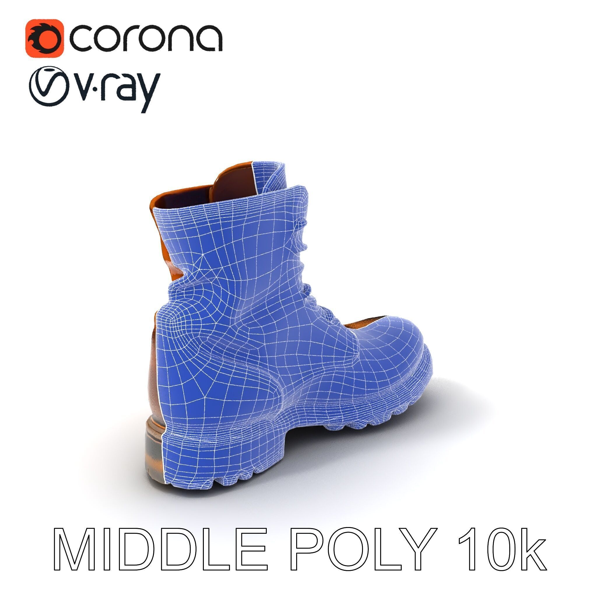 Realistic Leather Boot Model Pack Low-poly 3D model_14