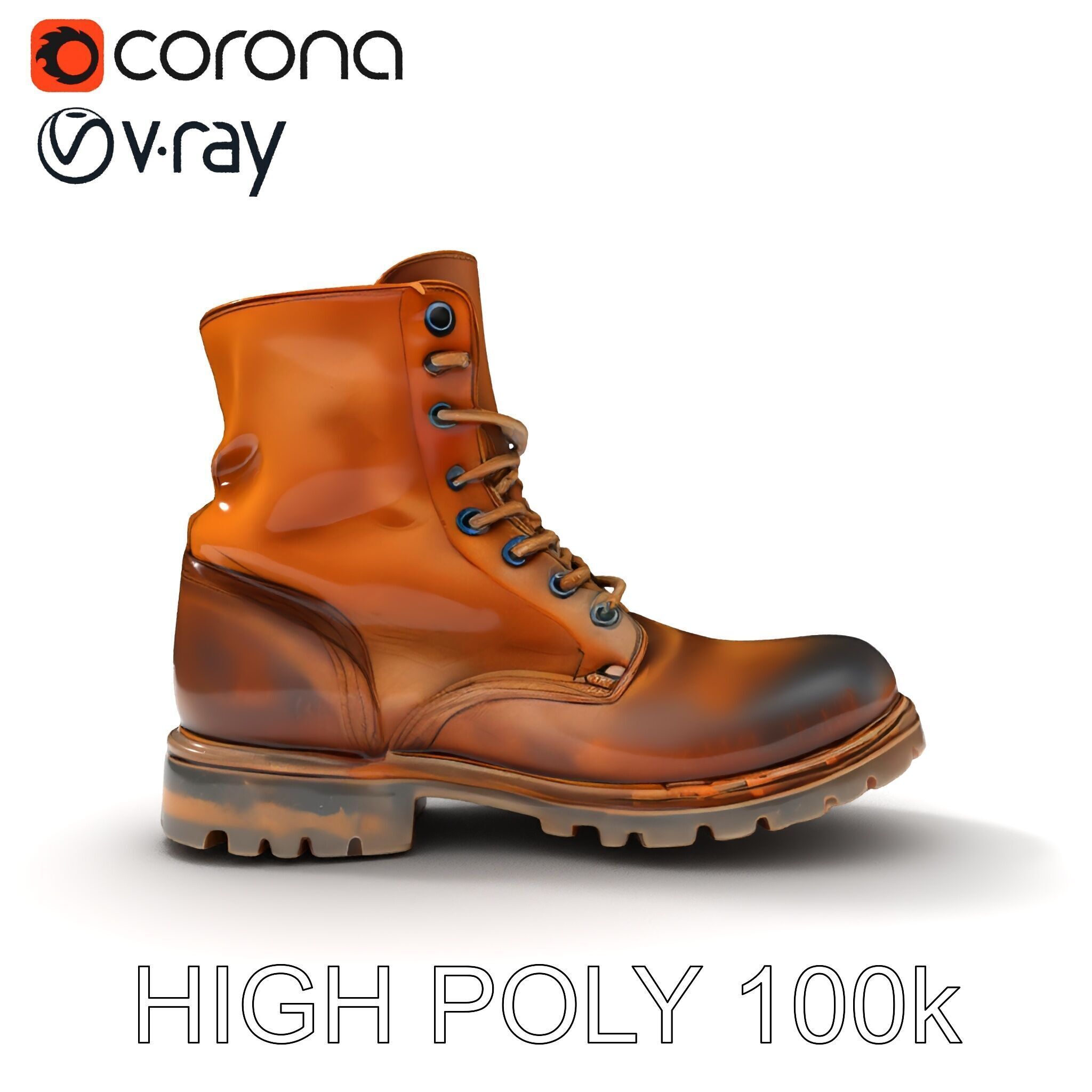 Realistic Leather Boot Model Pack Low-poly 3D model_21
