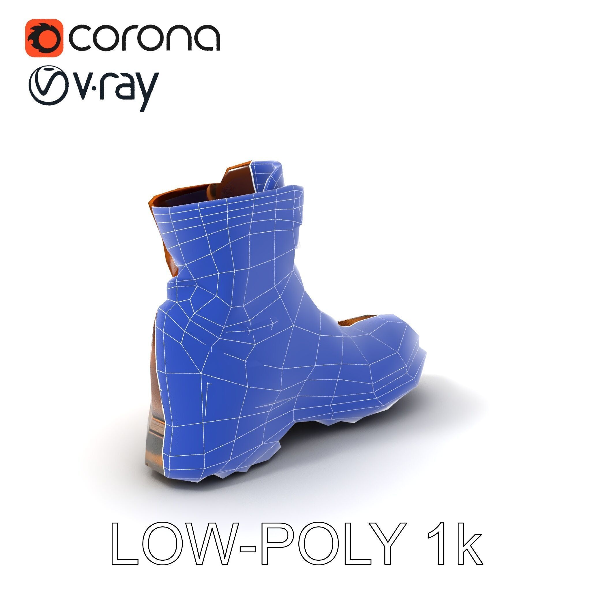 Realistic Leather Boot Model Pack Low-poly 3D model_7