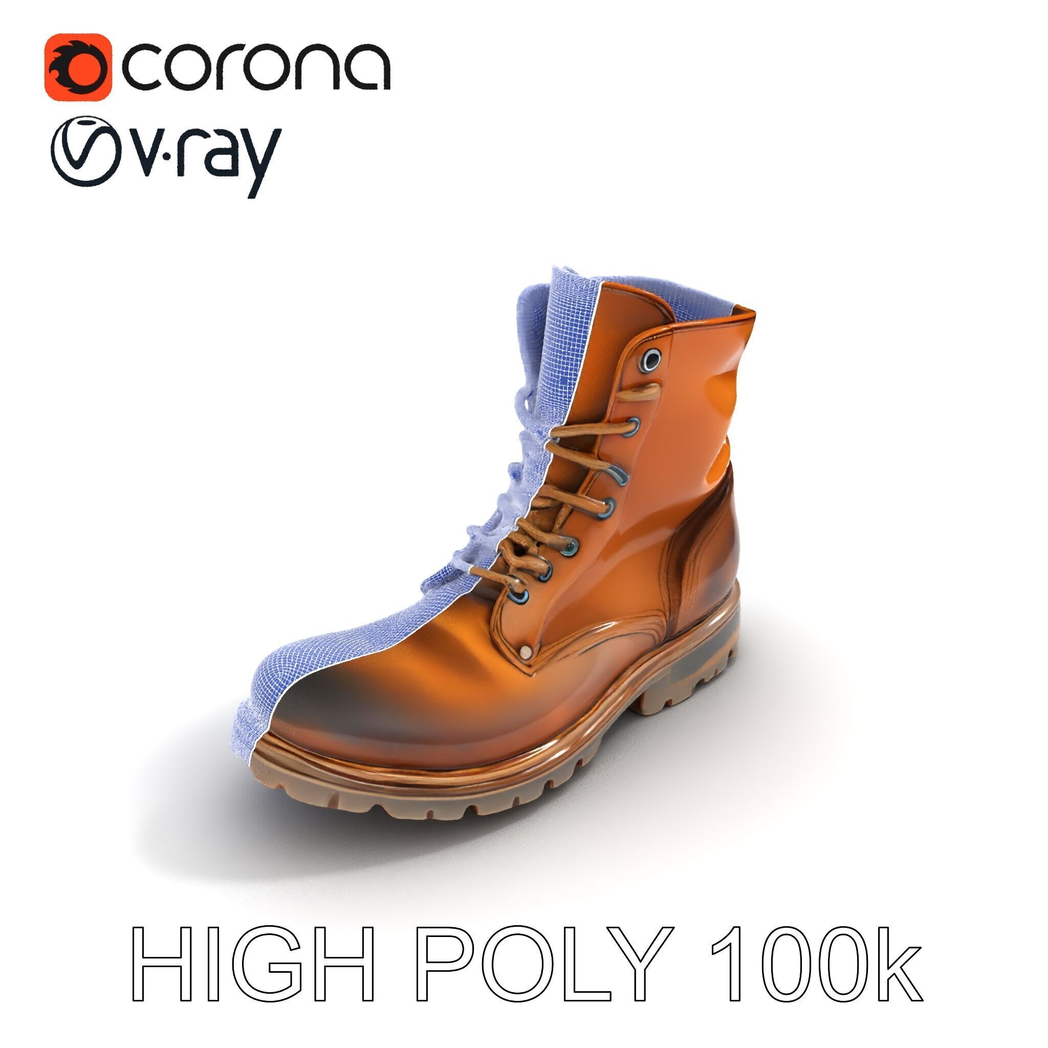 Realistic Leather Boot Model Pack Low-poly 3D model_32