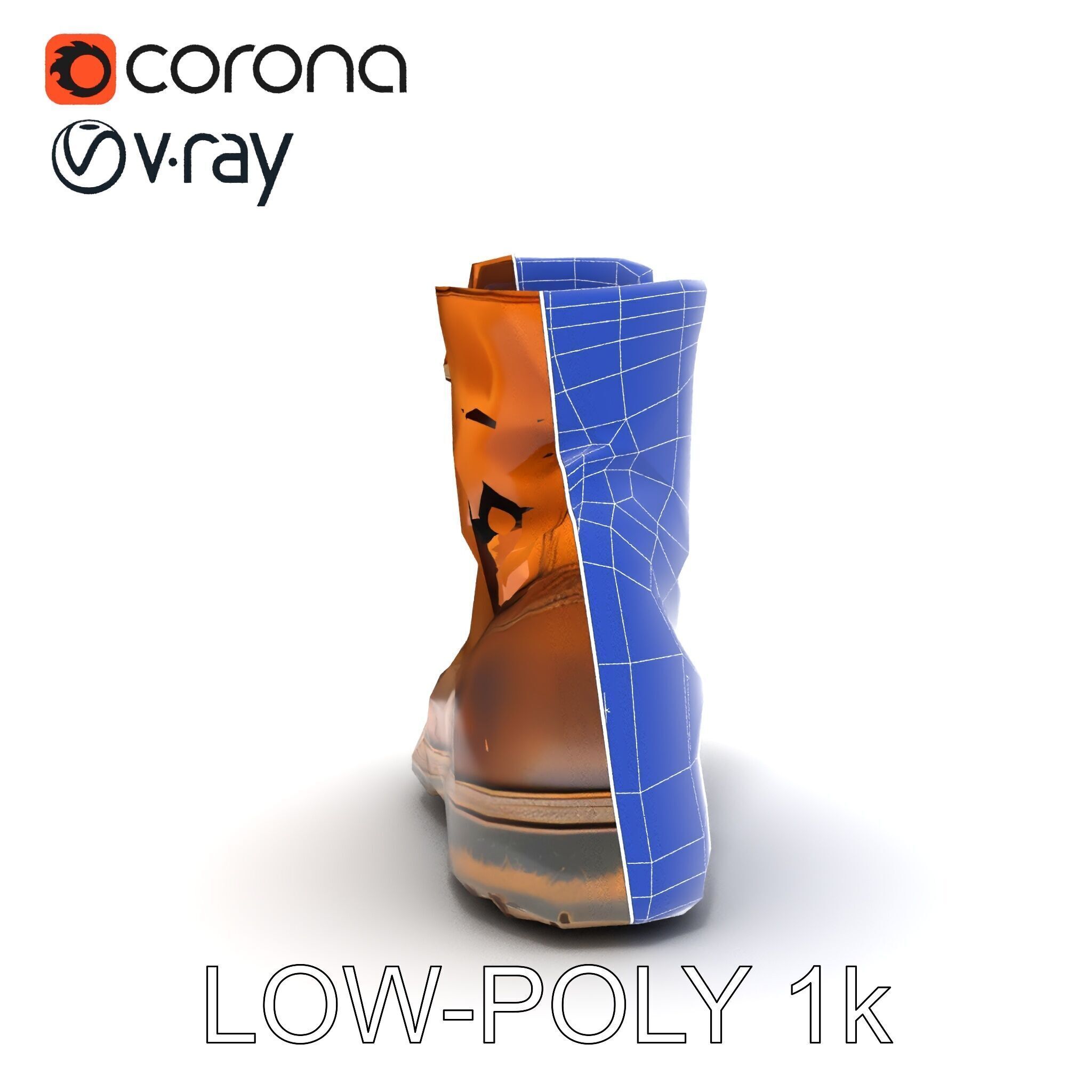 Realistic Leather Boot Model Pack Low-poly 3D model_25