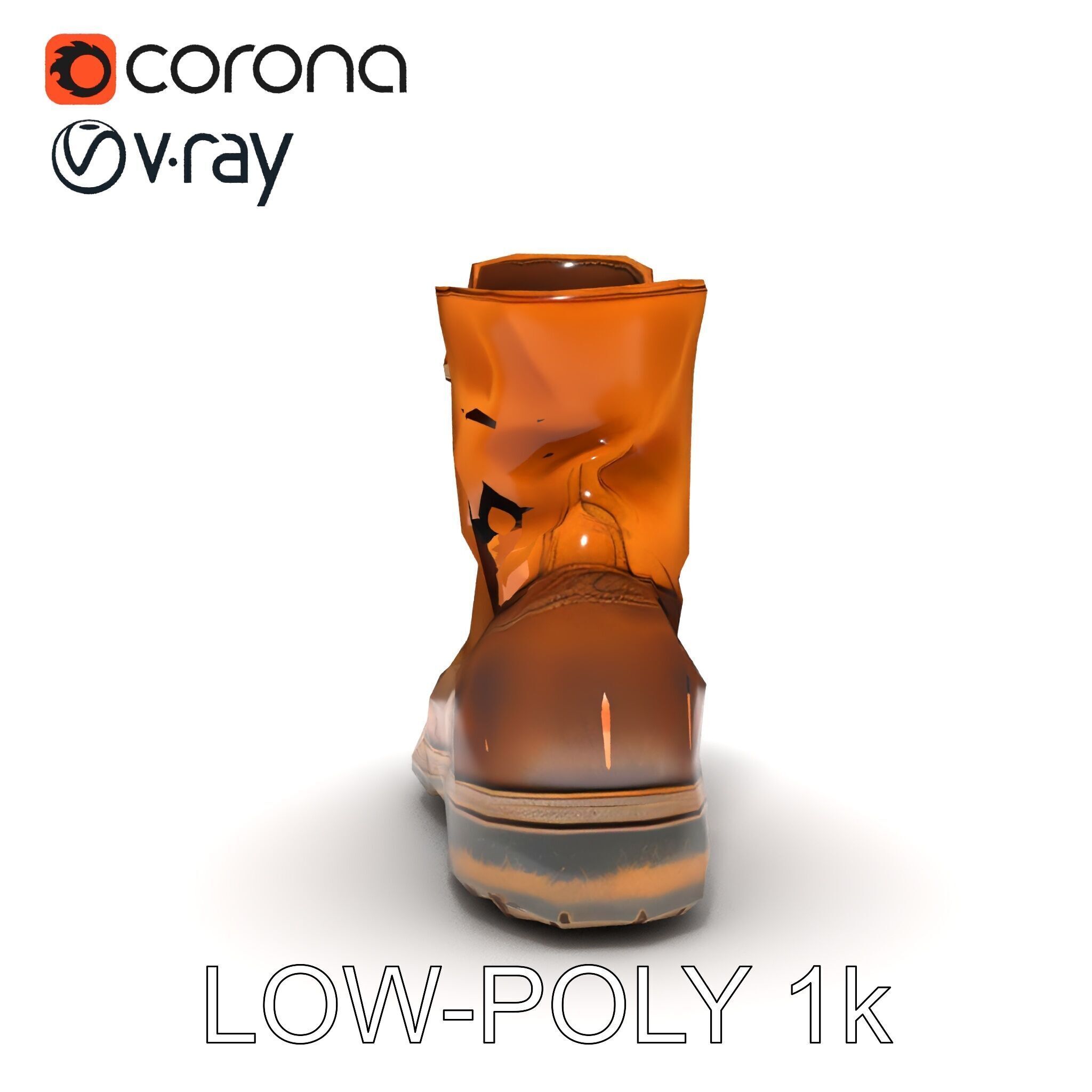 Realistic Leather Boot Model Pack Low-poly 3D model_18