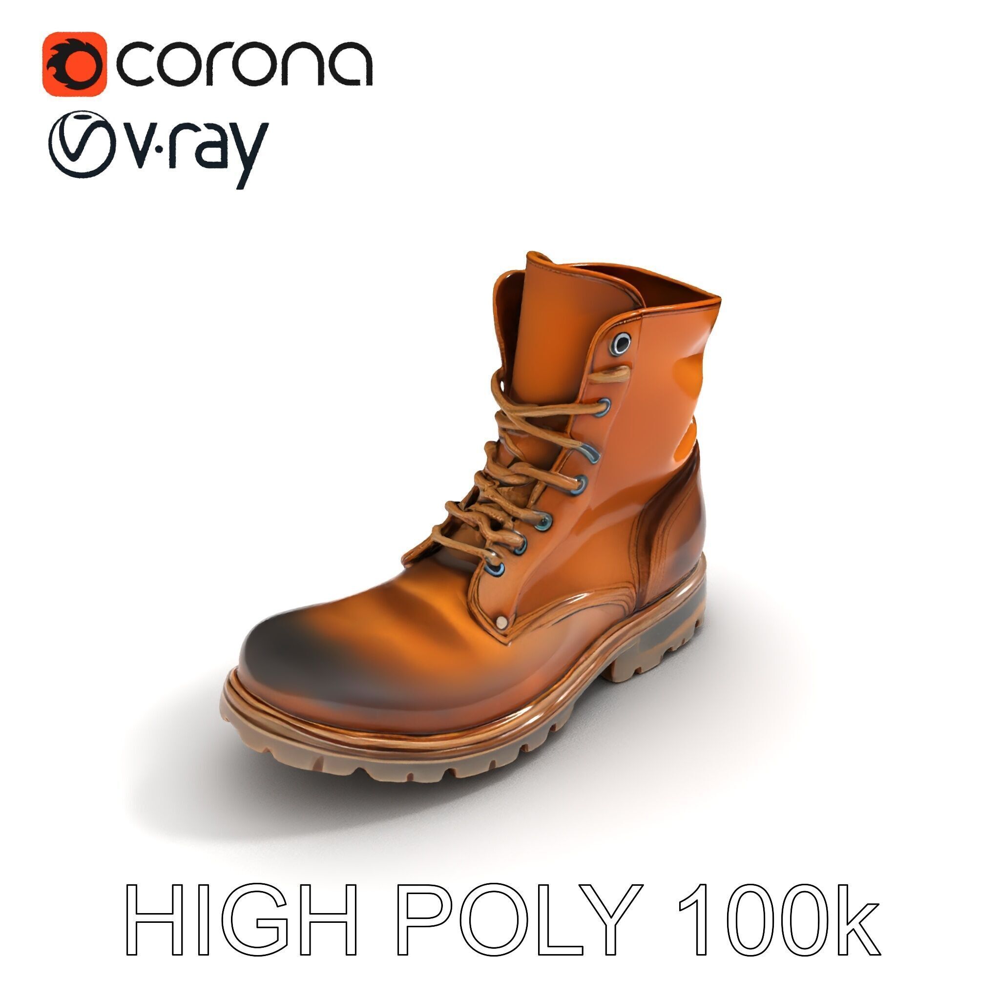 Realistic Leather Boot Model Pack Low-poly 3D model_29
