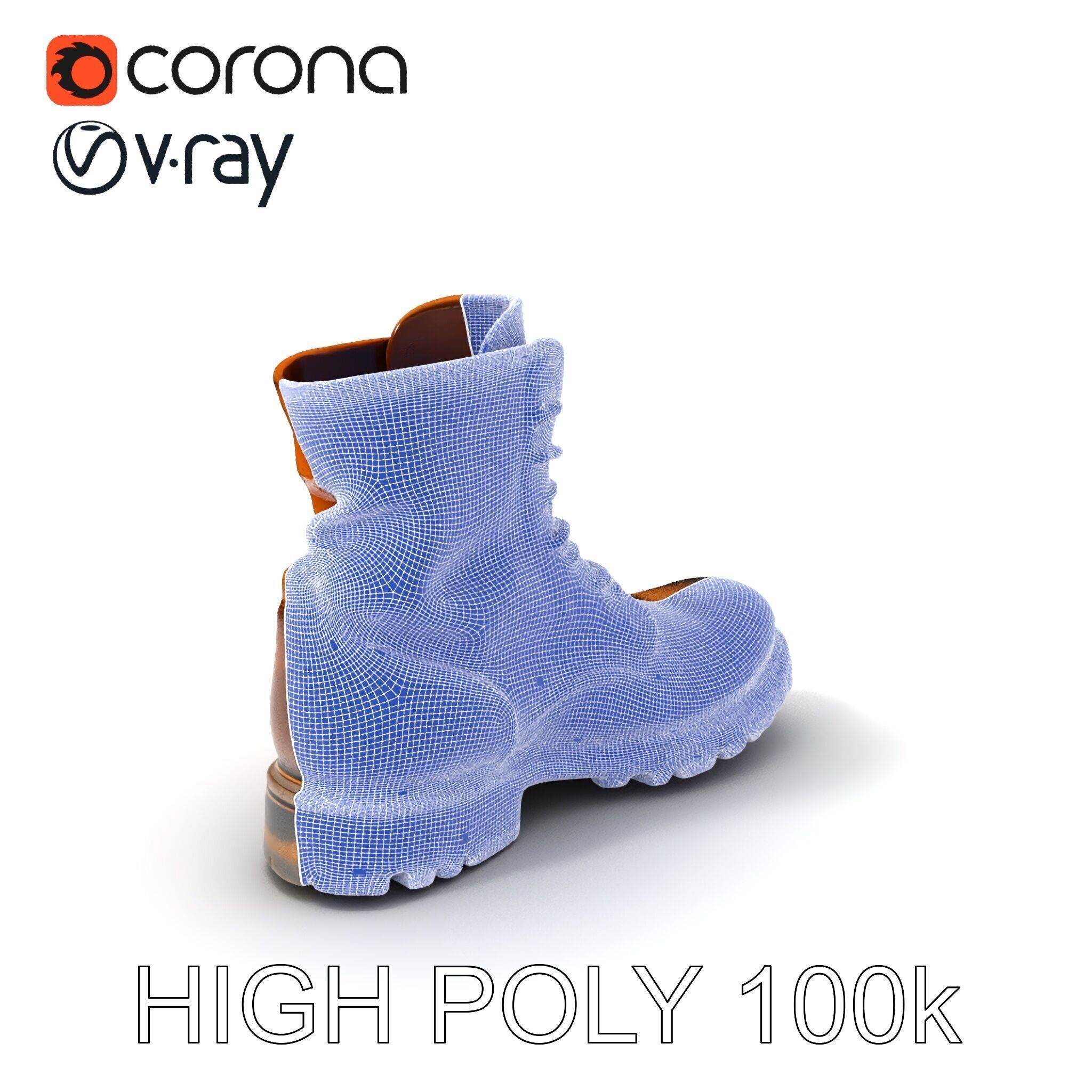 Realistic Leather Boot Model Pack Low-poly 3D model_4