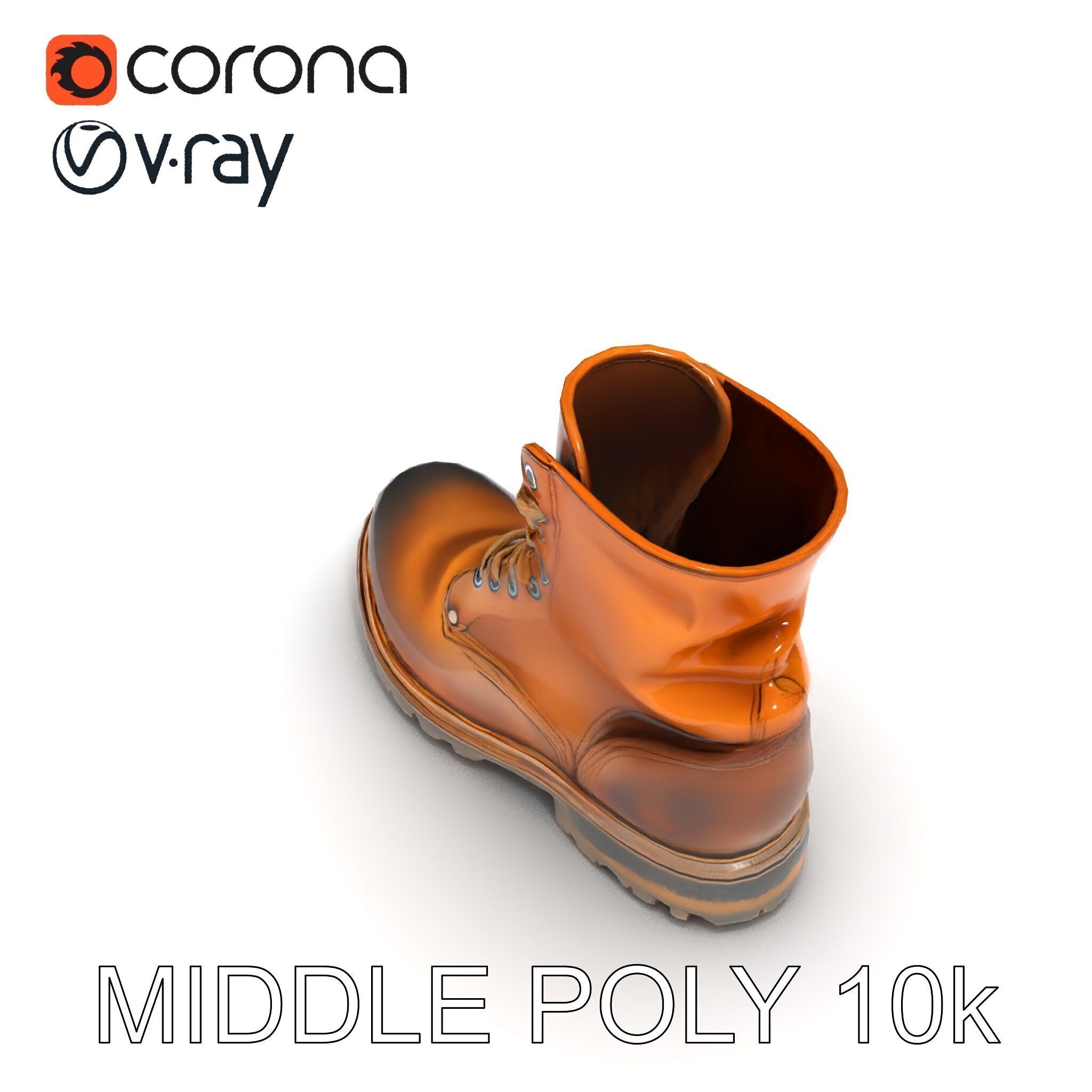 Realistic Leather Boot Model Pack Low-poly 3D model_9