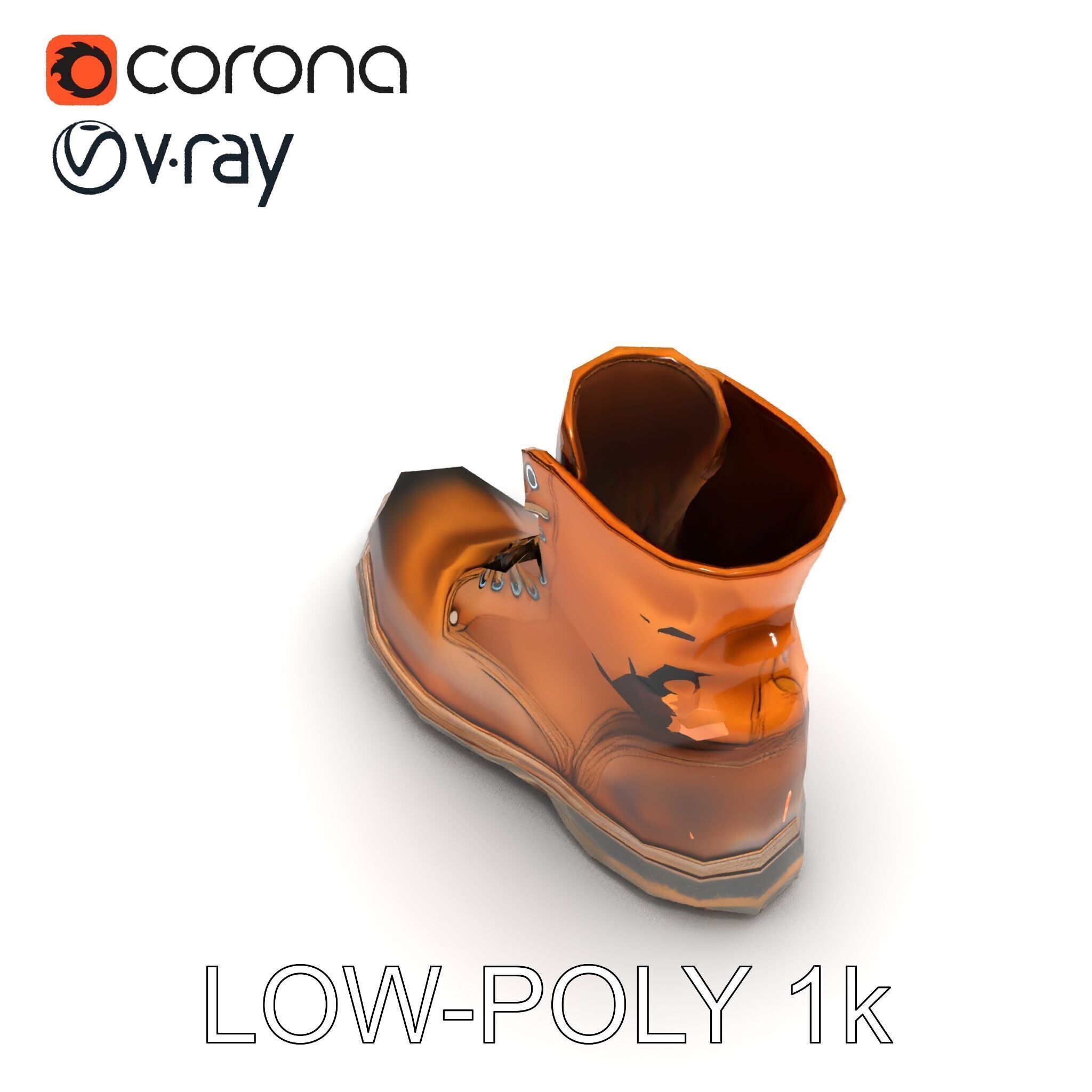 Realistic Leather Boot Model Pack Low-poly 3D model_10