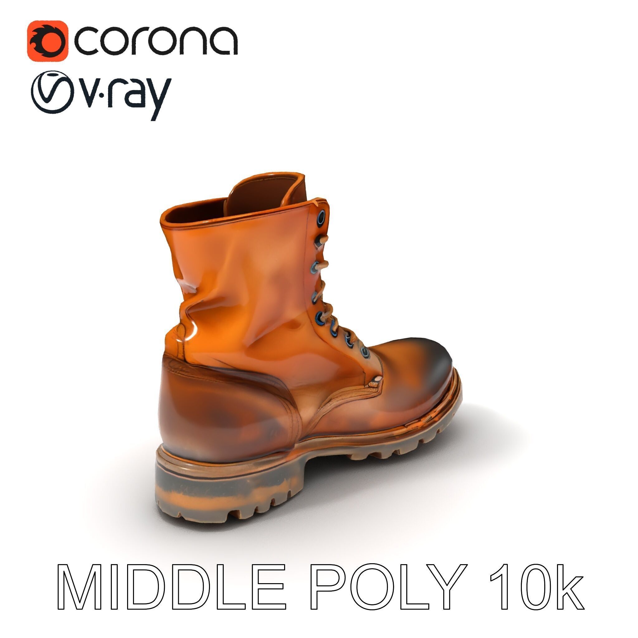 Realistic Leather Boot Model Pack Low-poly 3D model_6