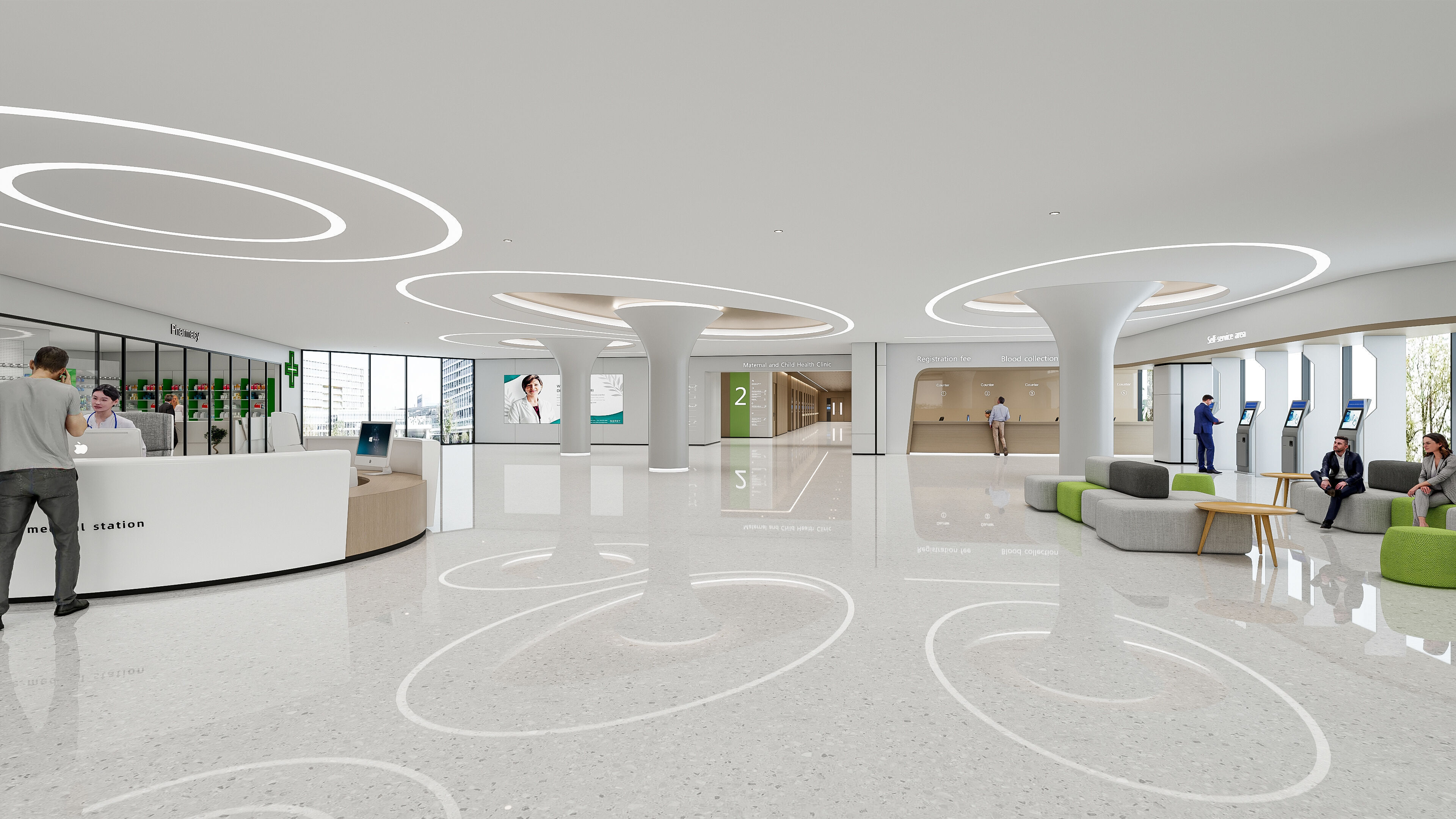 Hospital lobby reception hall 18 3D model_5