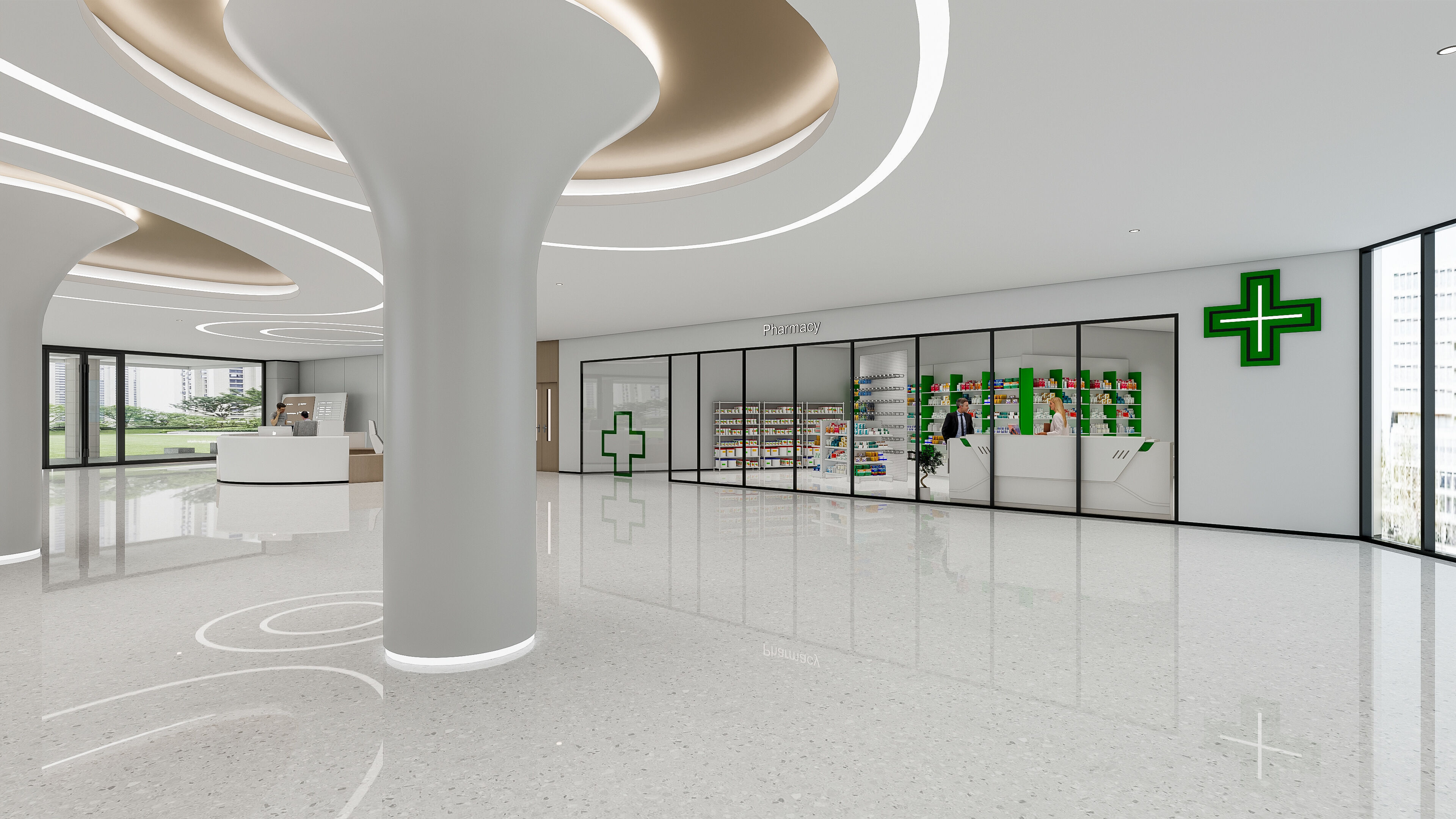 Hospital lobby reception hall 18 3D model_6
