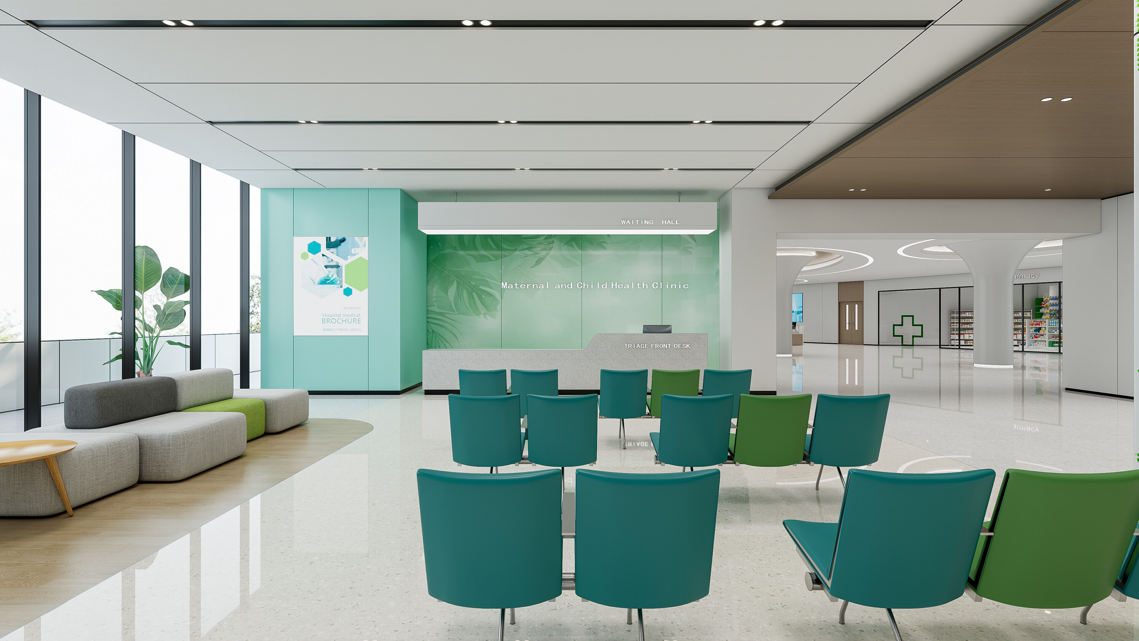 Hospital lobby reception hall 18 3D model_16