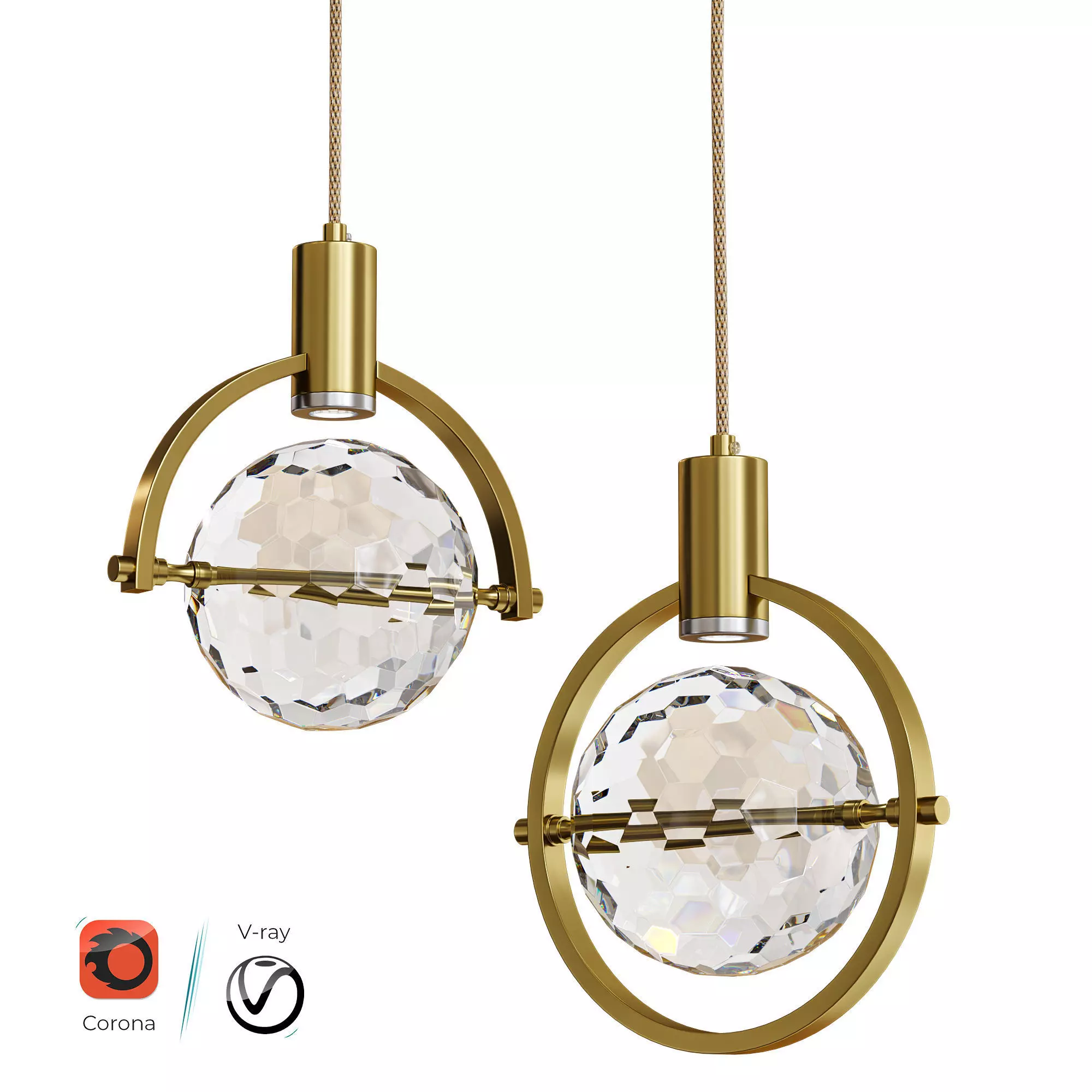 Hanging lamp GOLF Low-poly 3D model_0