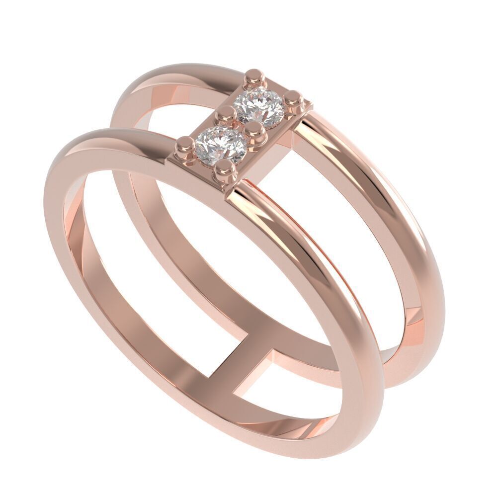 Double shank ring 3D print model_2