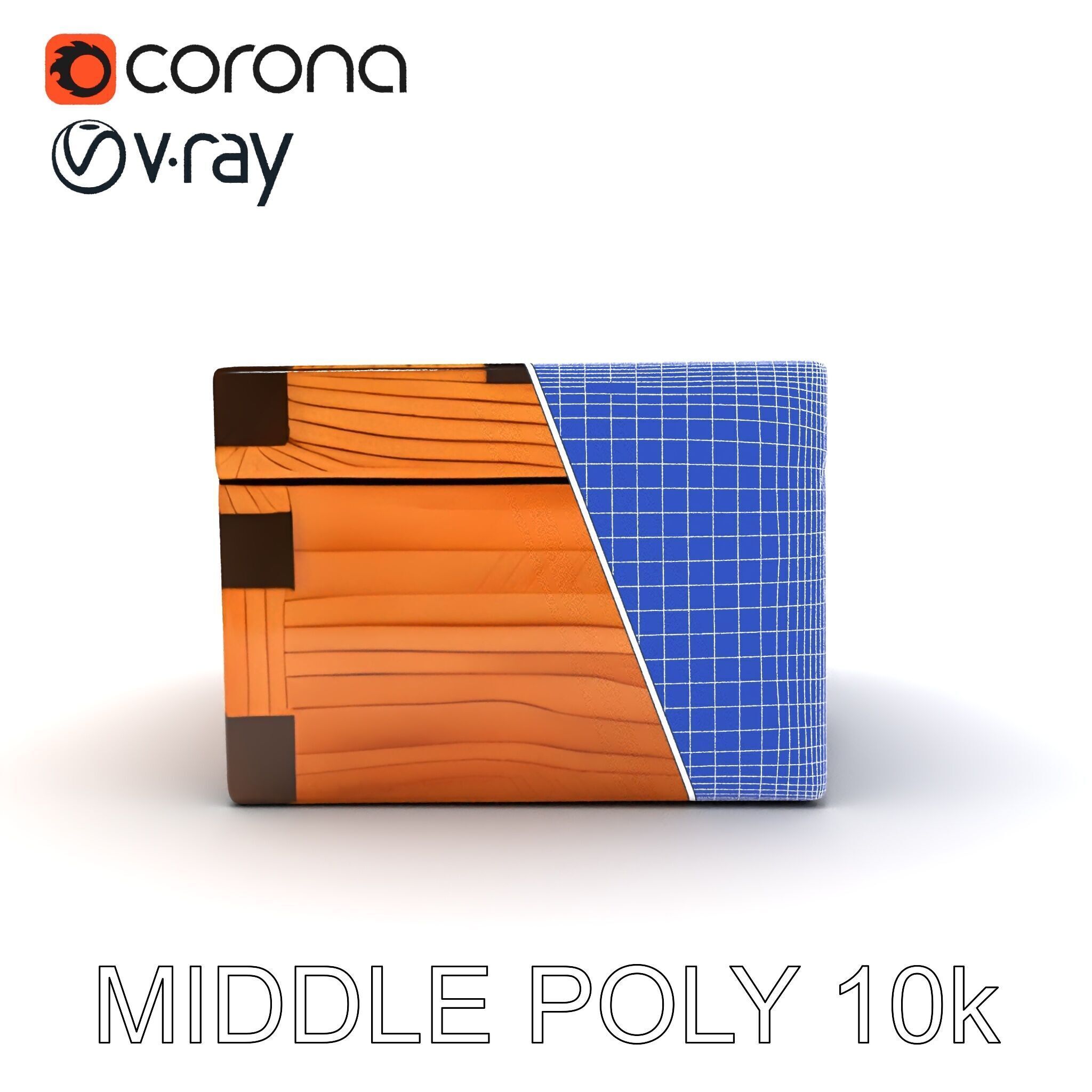 Wooden Treasure Box Model Pack Low-poly 3D model_6