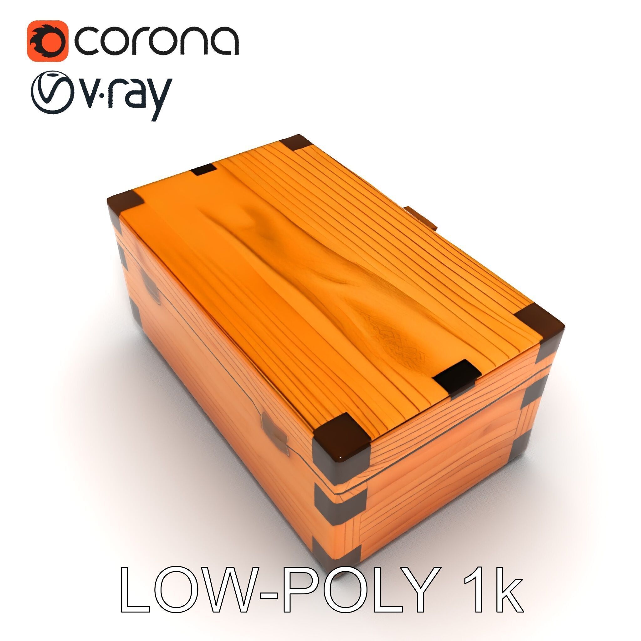 Wooden Treasure Box Model Pack Low-poly 3D model_31