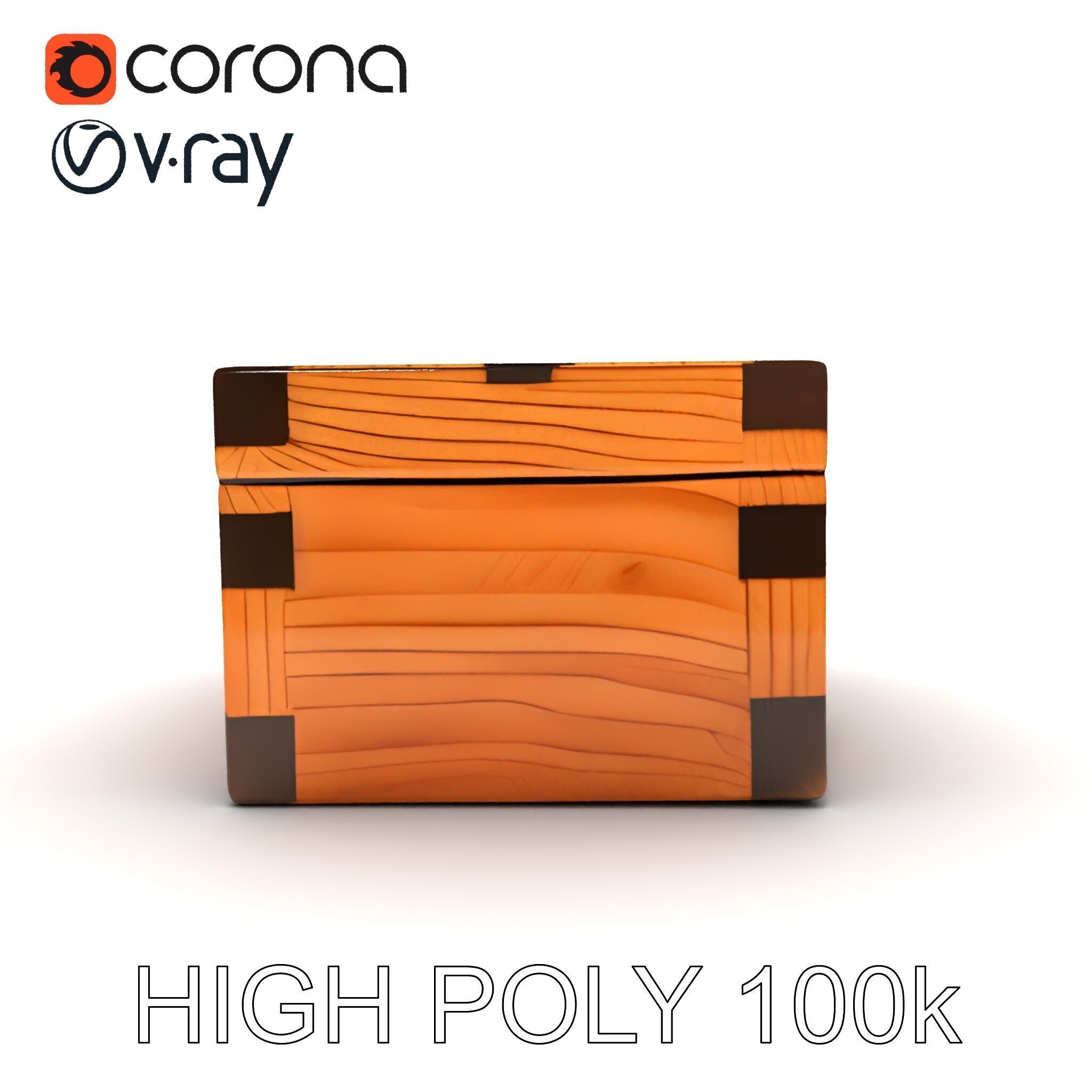 Wooden Treasure Box Model Pack Low-poly 3D model_13