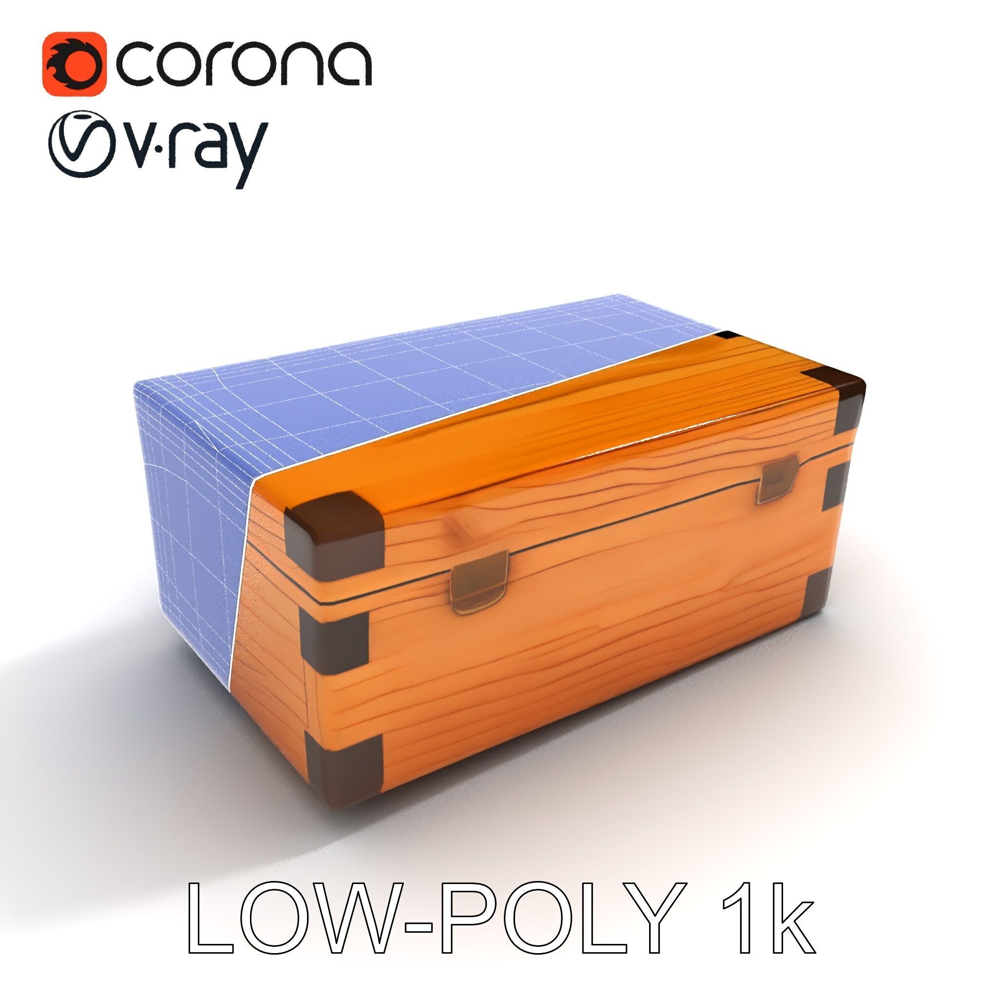 Wooden Treasure Box Model Pack Low-poly 3D model_12