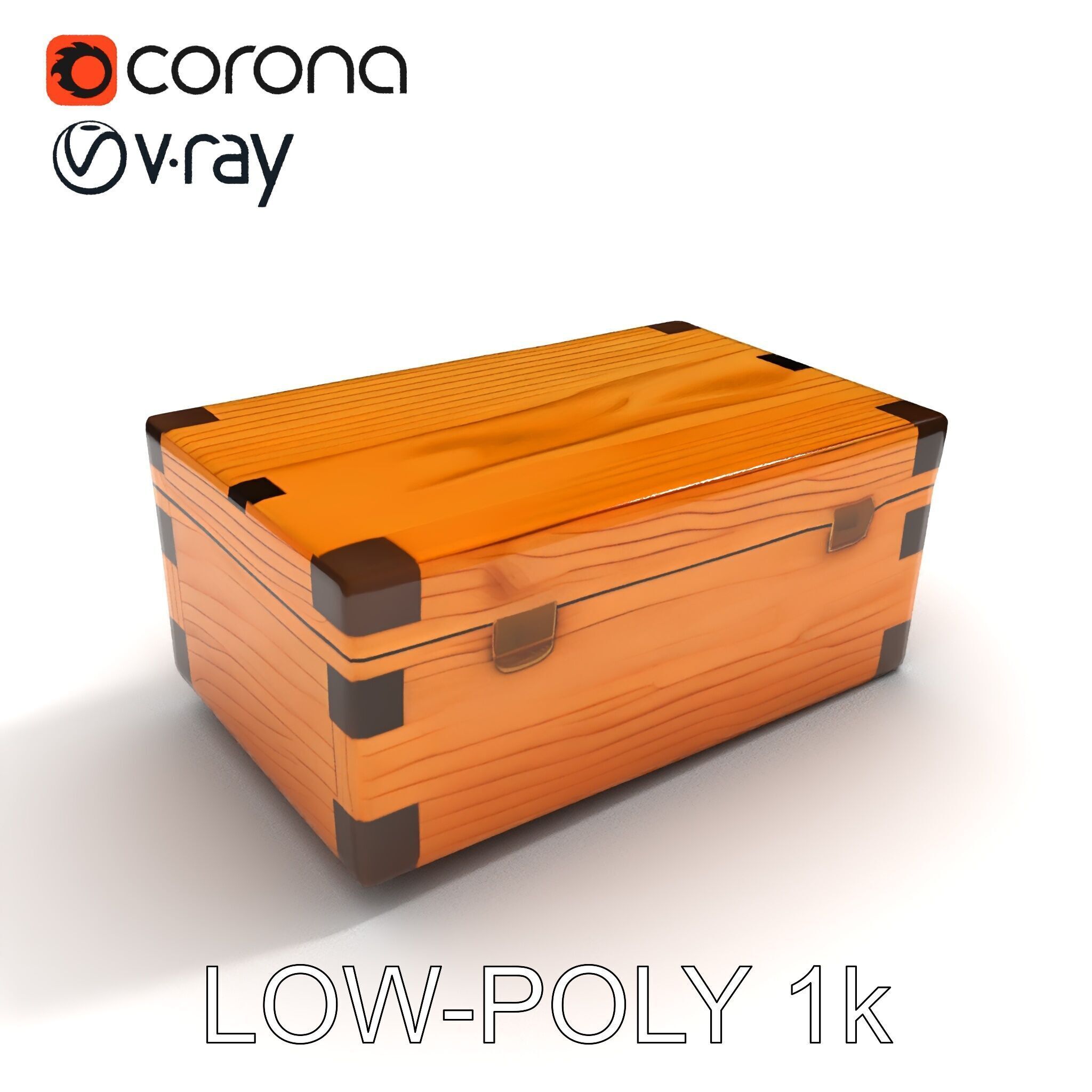 Wooden Treasure Box Model Pack Low-poly 3D model_18