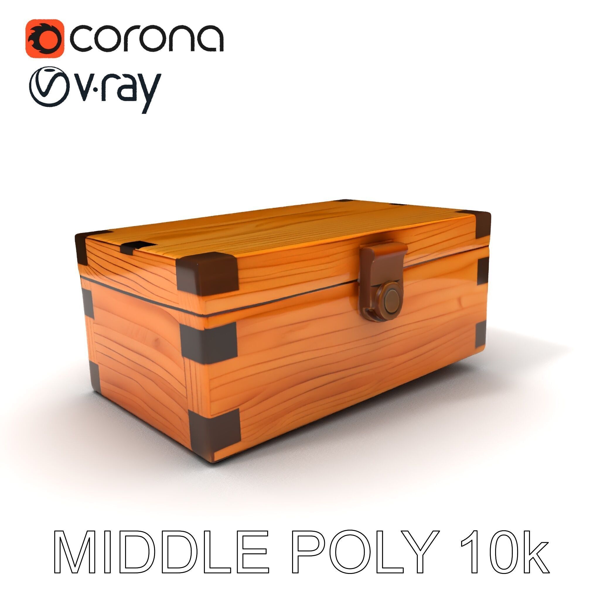 Wooden Treasure Box Model Pack Low-poly 3D model_25