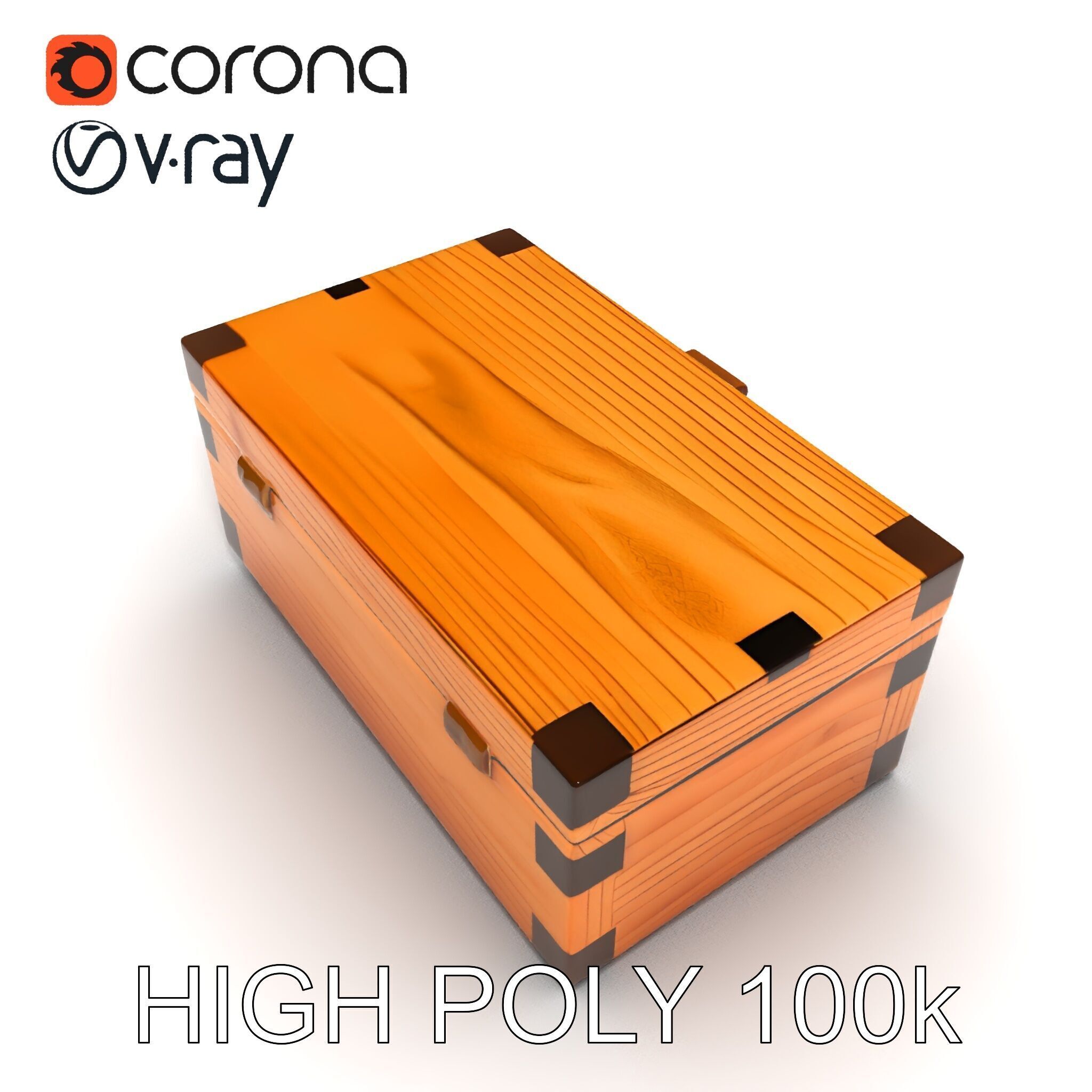 Wooden Treasure Box Model Pack Low-poly 3D model_35