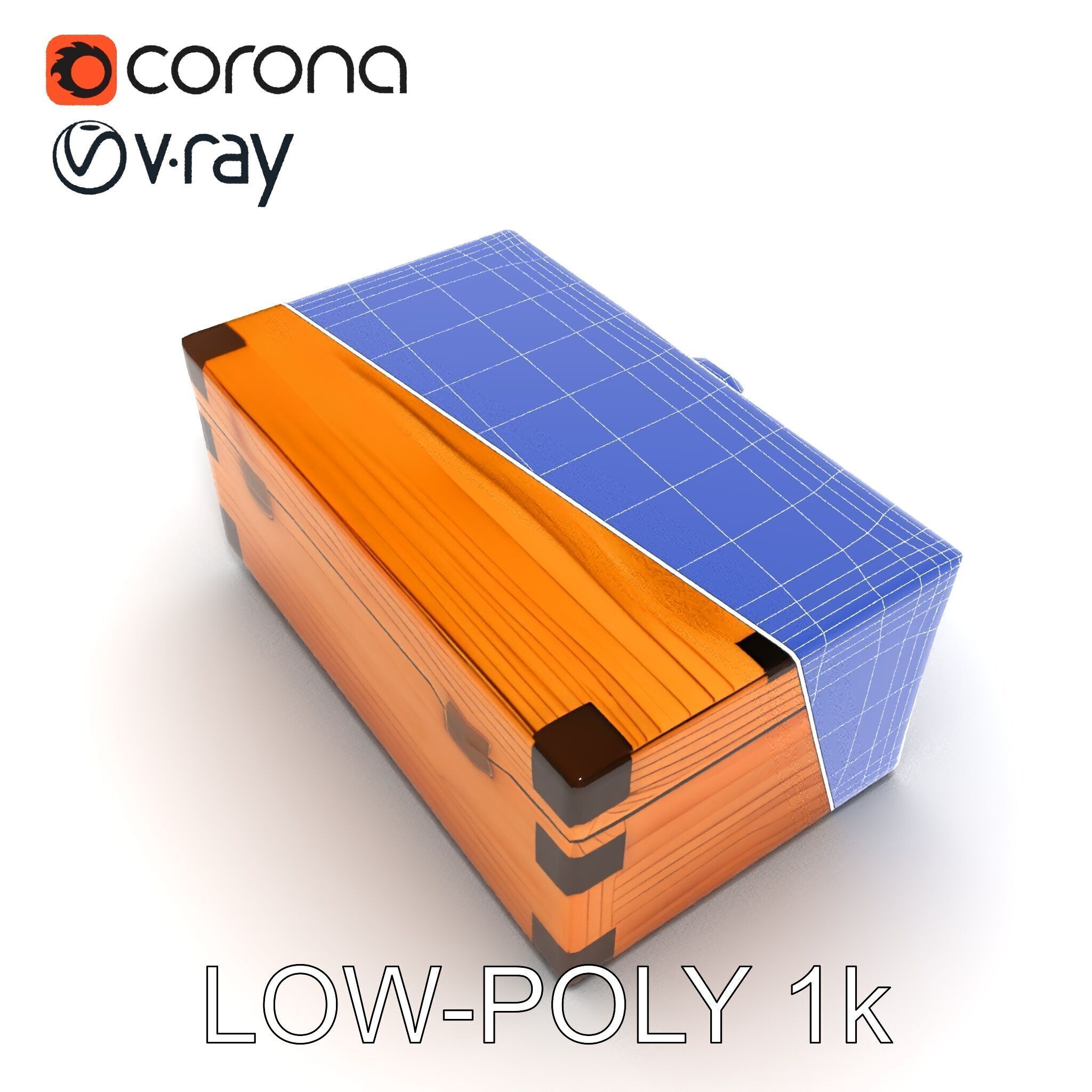 Wooden Treasure Box Model Pack Low-poly 3D model_26