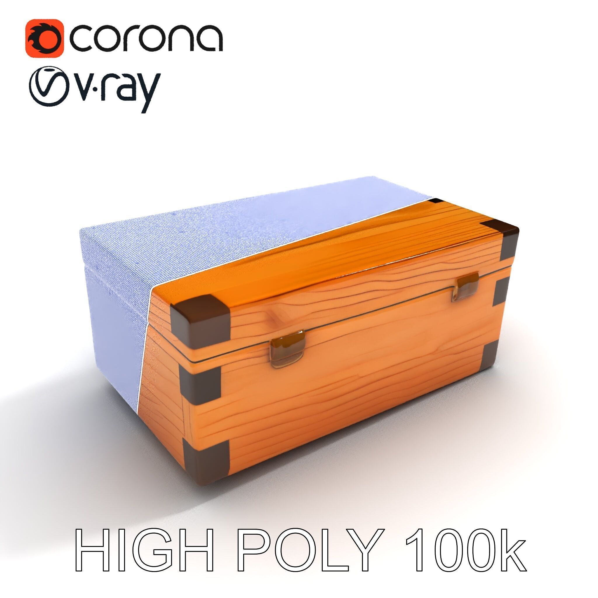 Wooden Treasure Box Model Pack Low-poly 3D model_27