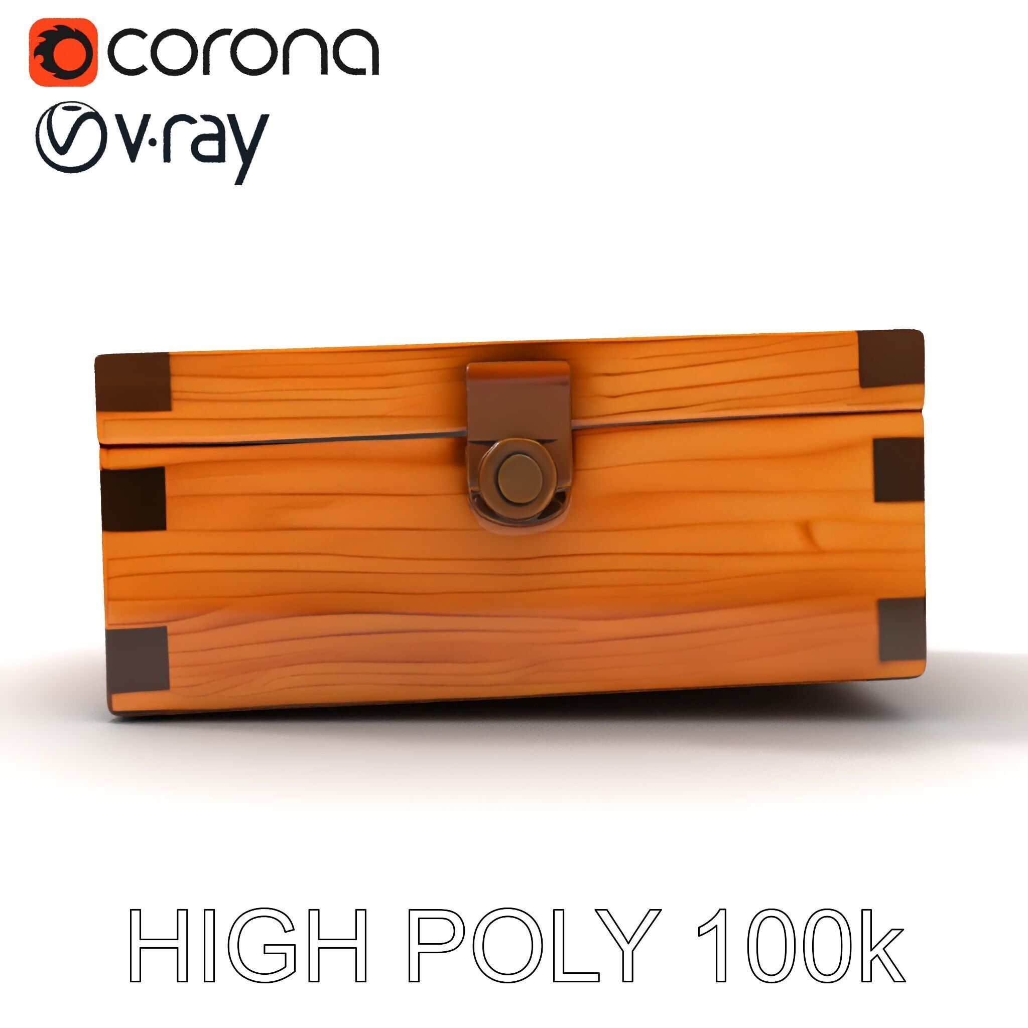 Wooden Treasure Box Model Pack Low-poly 3D model_24