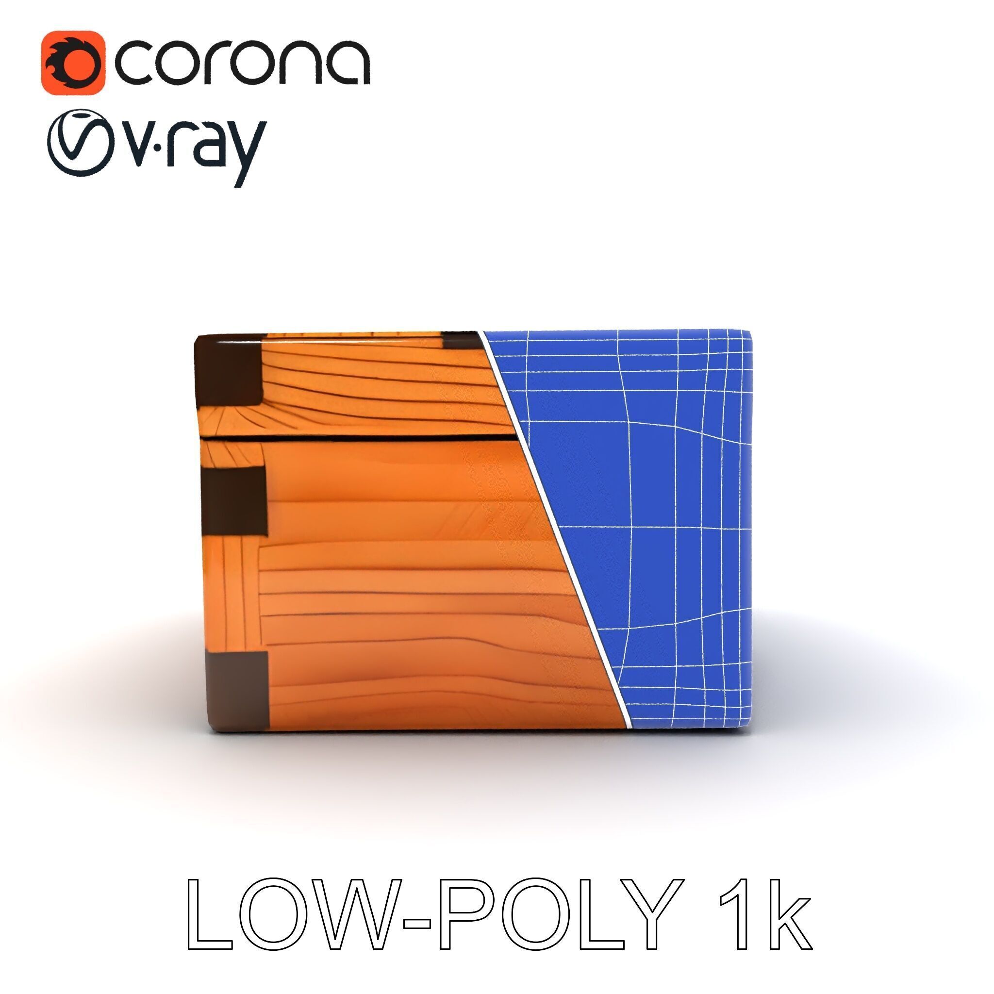 Wooden Treasure Box Model Pack Low-poly 3D model_15