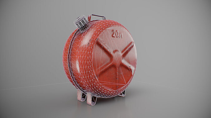 Old Soviet fuel canister Low-poly 3D model 6