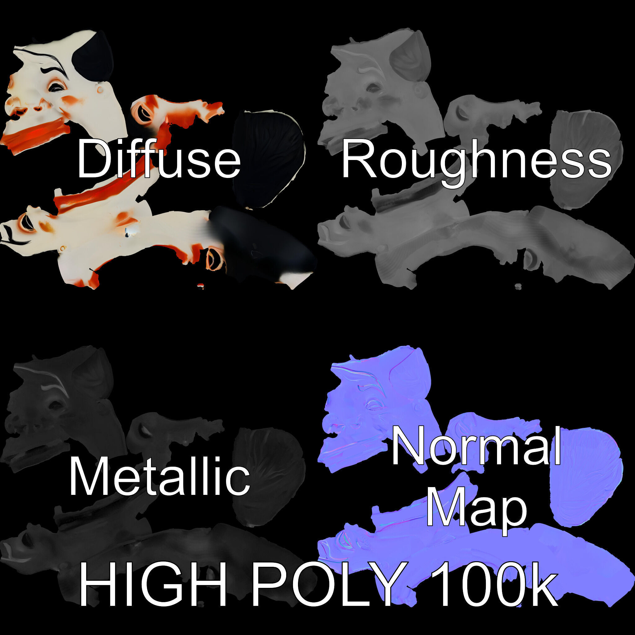 Expressive Clown Mask D Model Pack Low-poly 3D model_2