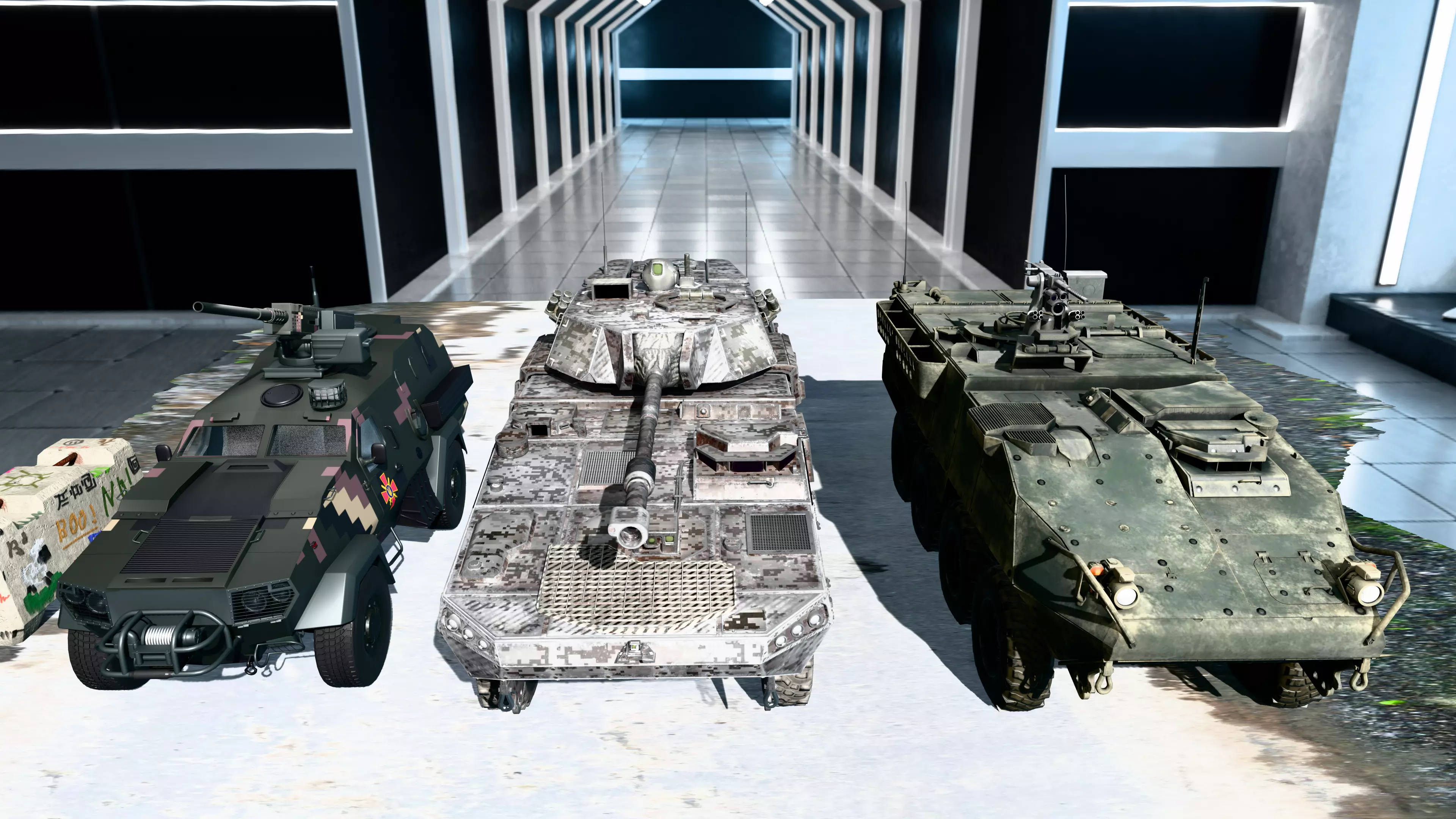 Military Vehicles Pack Tank 2 Armored Cars Game Ready 3D Models Low-poly 3D model_0