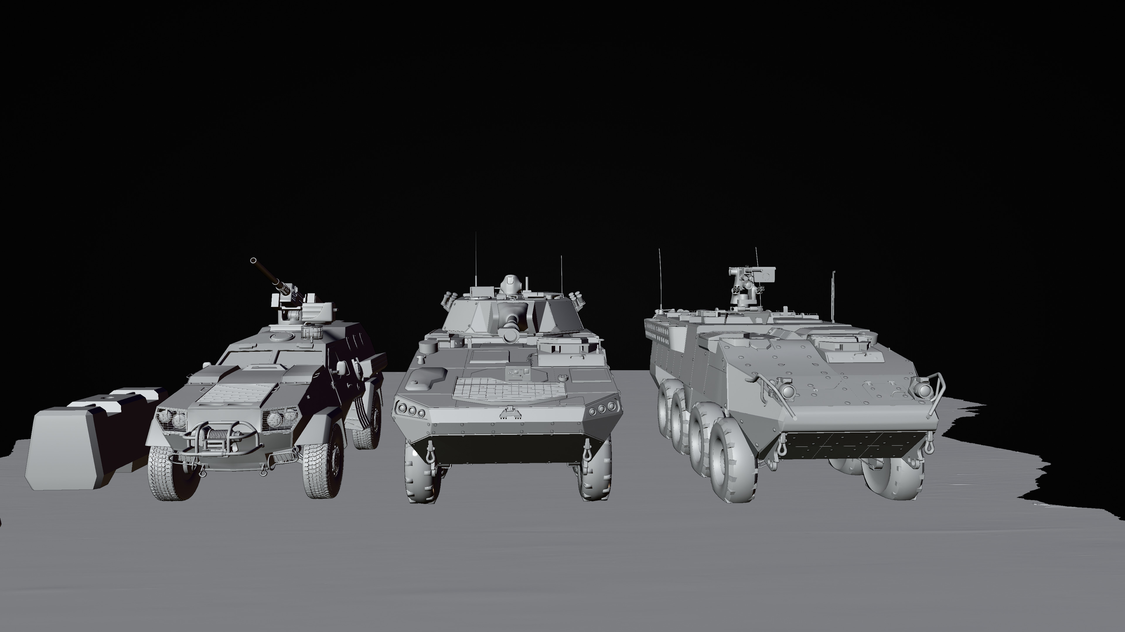 Military Vehicles Pack Tank 2 Armored Cars Game Ready 3D Models Low-poly 3D model_6