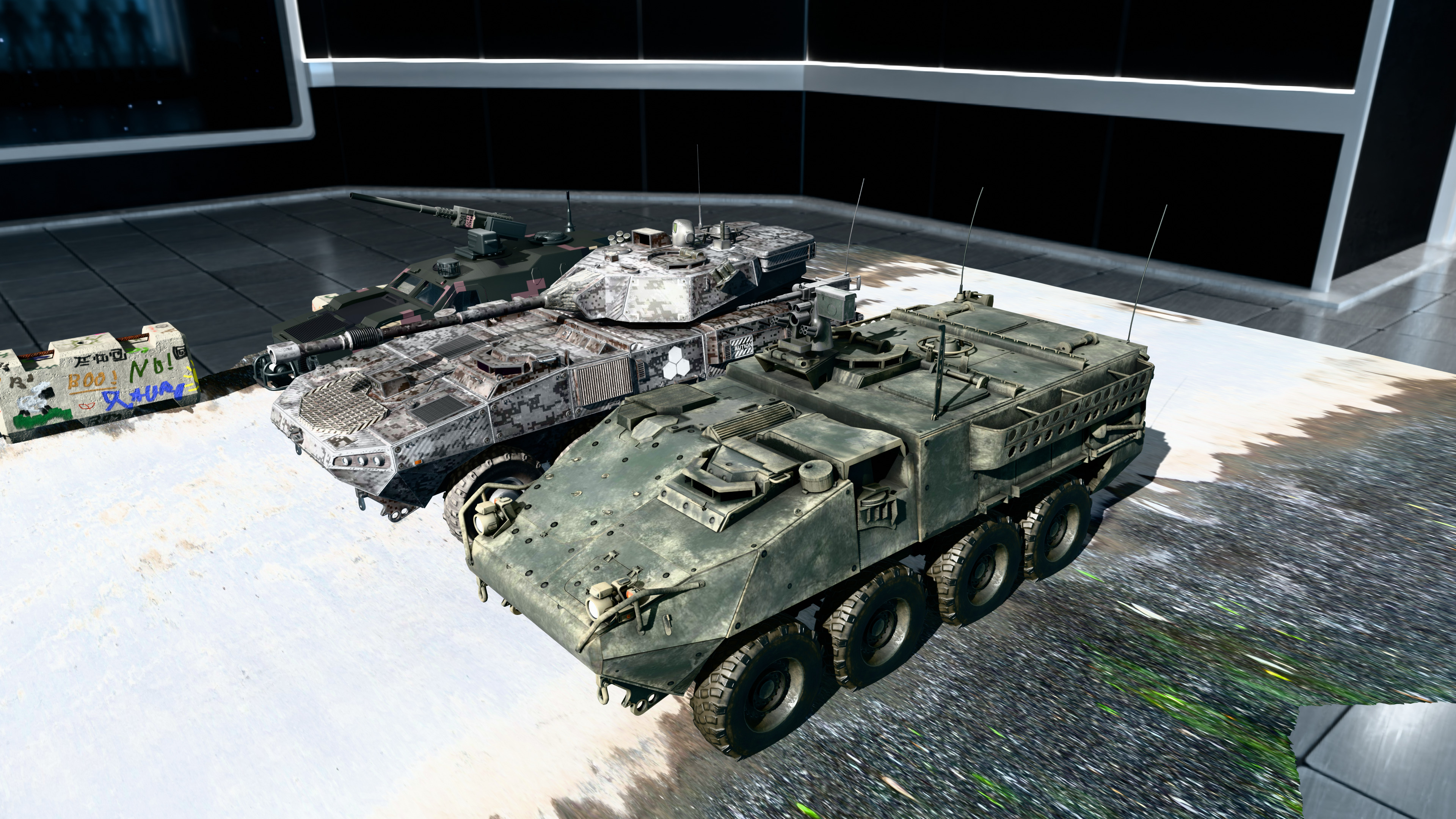 Military Vehicles Pack Tank 2 Armored Cars Game Ready 3D Models Low-poly 3D model_3