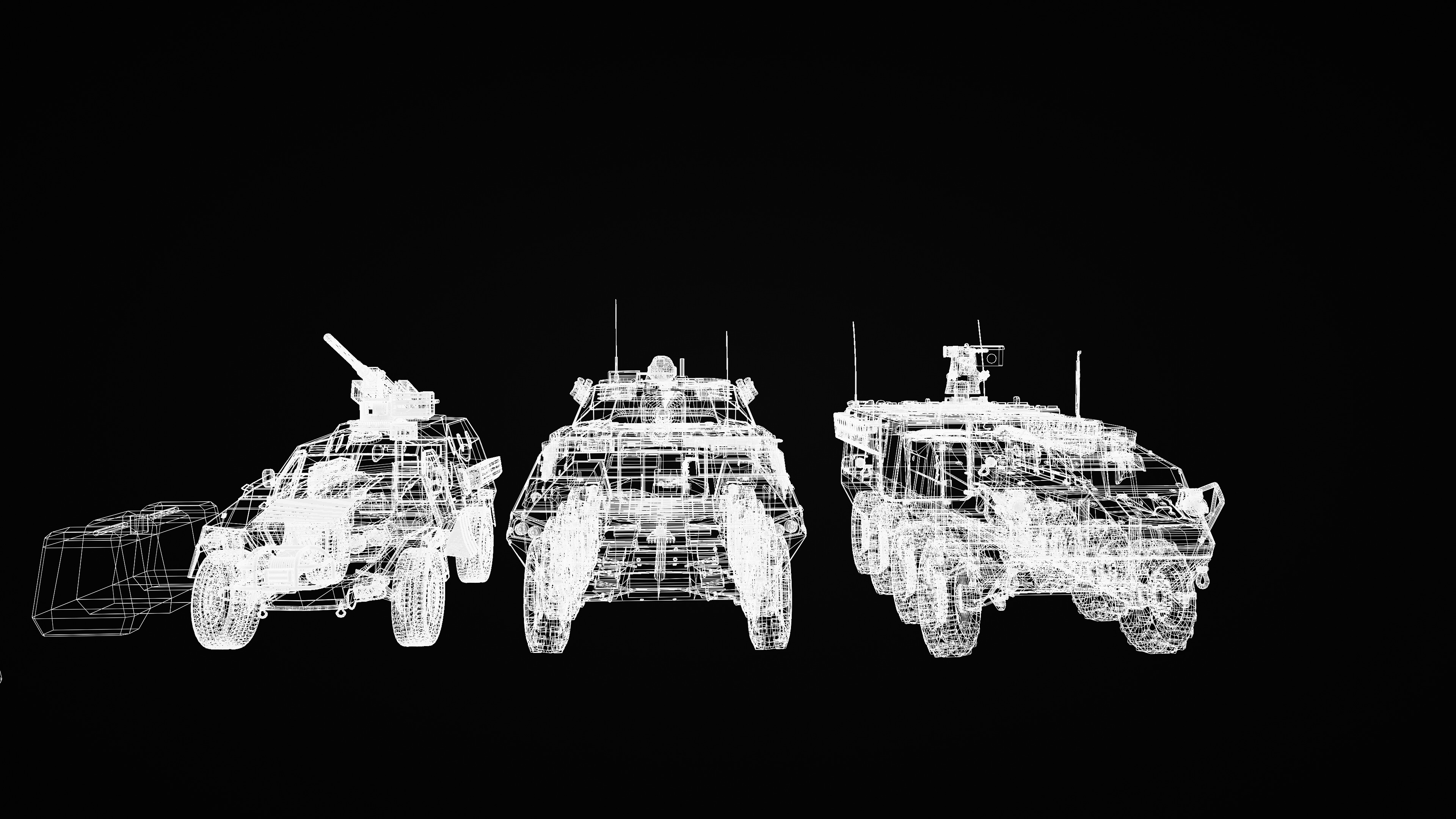 Military Vehicles Pack Tank 2 Armored Cars Game Ready 3D Models Low-poly 3D model_5