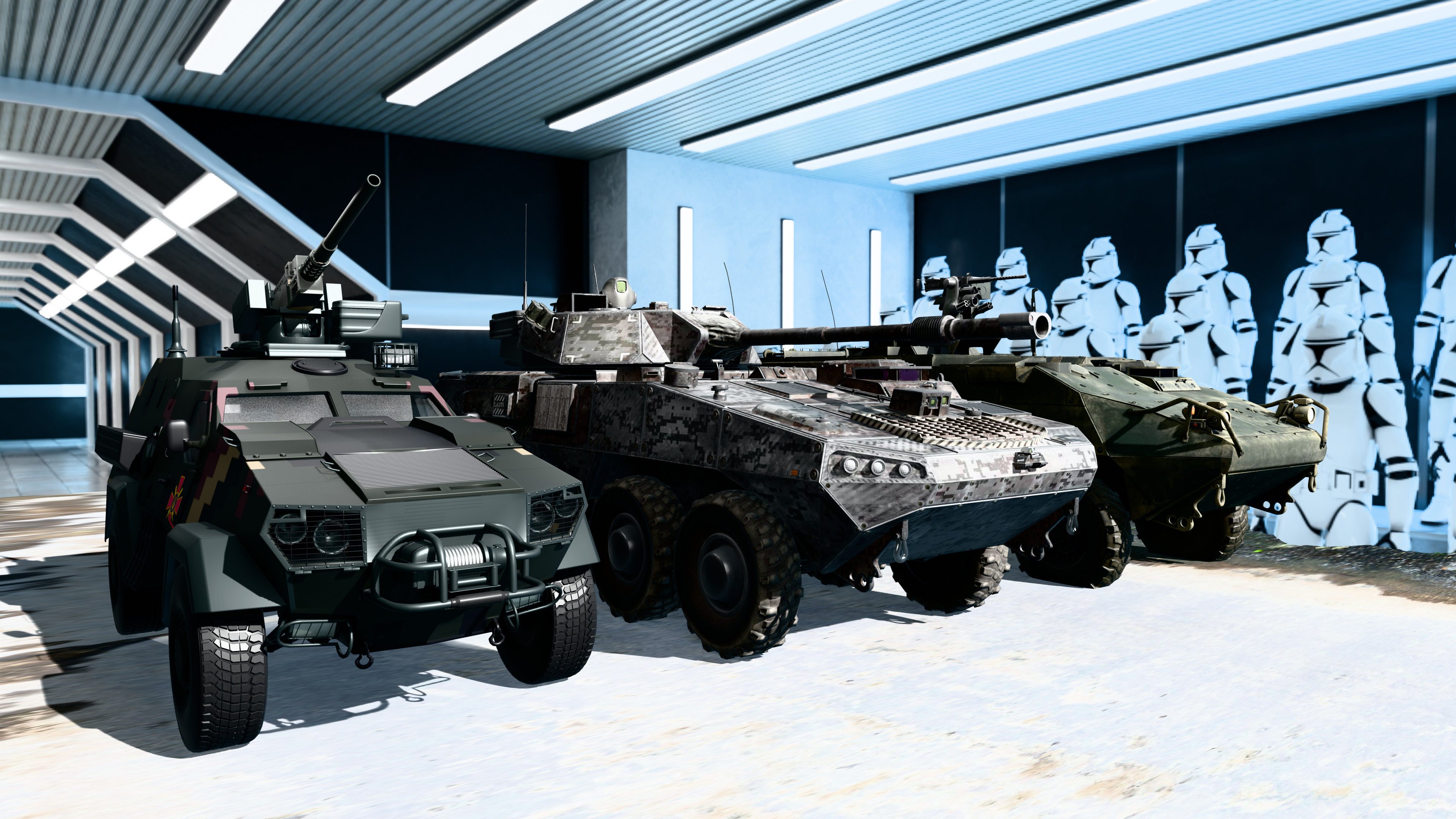 Military Vehicles Pack Tank 2 Armored Cars Game Ready 3D Models Low-poly 3D model_1