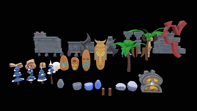 Stylized Pack environment Low-poly 3D model