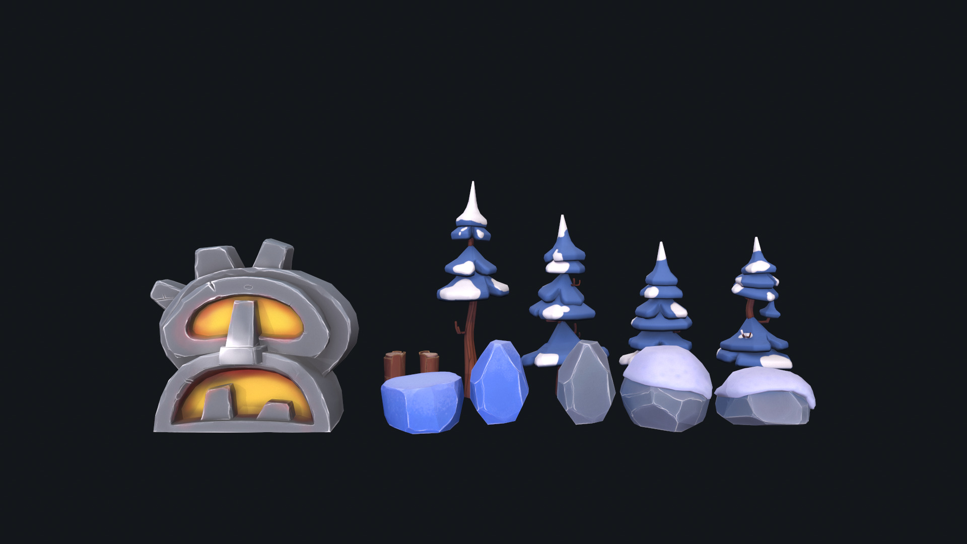 Stylized Pack environment Low-poly 3D model_2