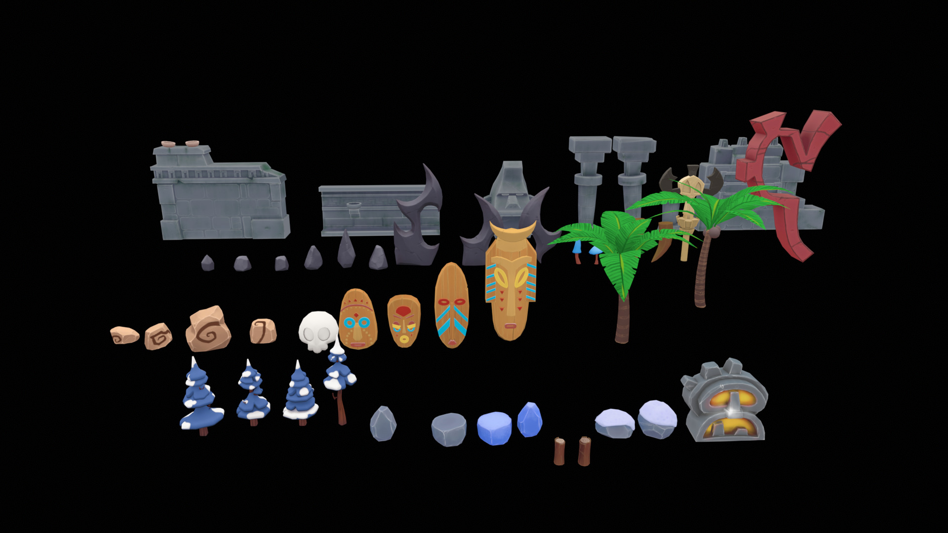 Stylized Pack environment Low-poly 3D model_1