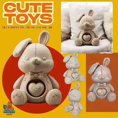 3D Printable Cute Bunny Figurine