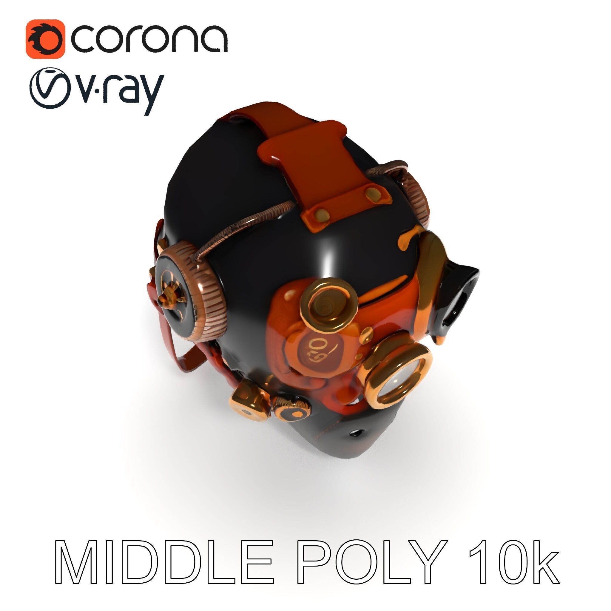 Steampunk Helmet Model Pack with Detailed Interiors Low-poly 3D model_24