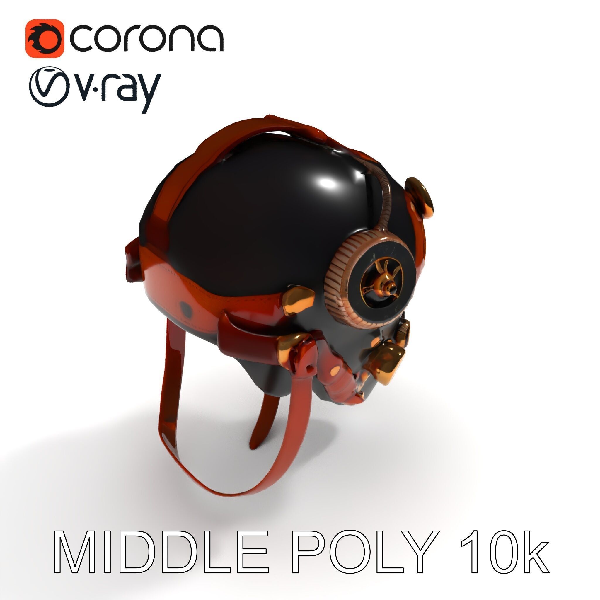 Steampunk Helmet Model Pack with Detailed Interiors Low-poly 3D model_6