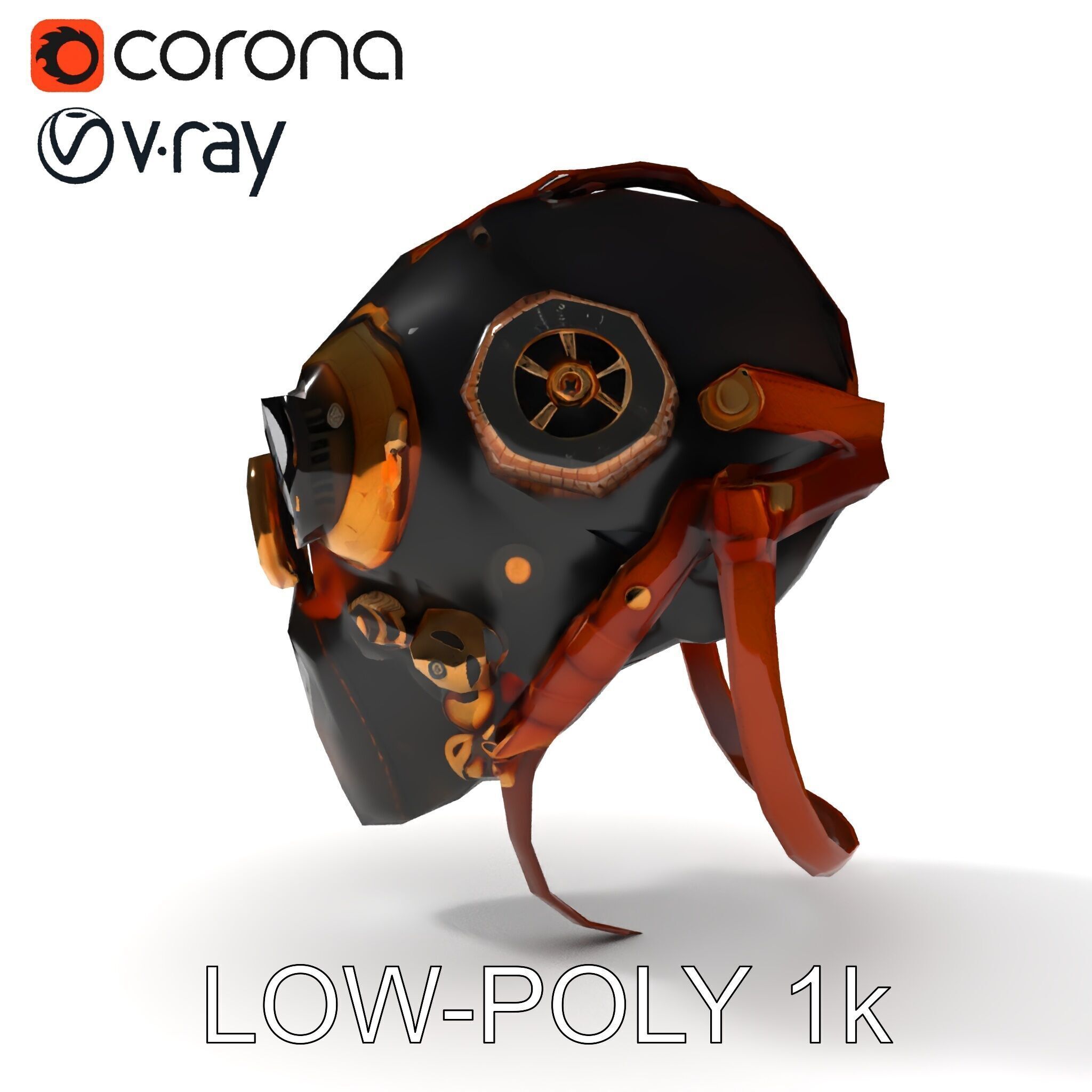 Steampunk Helmet Model Pack with Detailed Interiors Low-poly 3D model_27