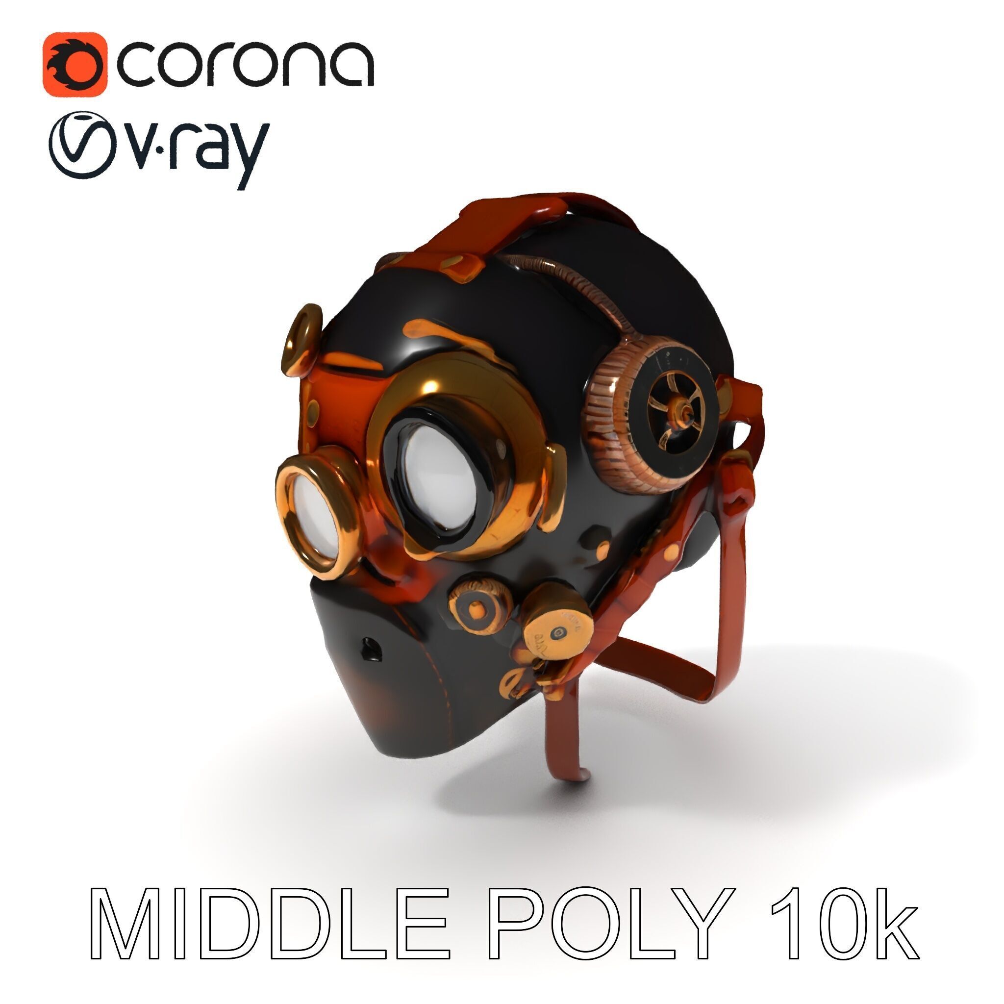 Steampunk Helmet Model Pack with Detailed Interiors Low-poly 3D model_11