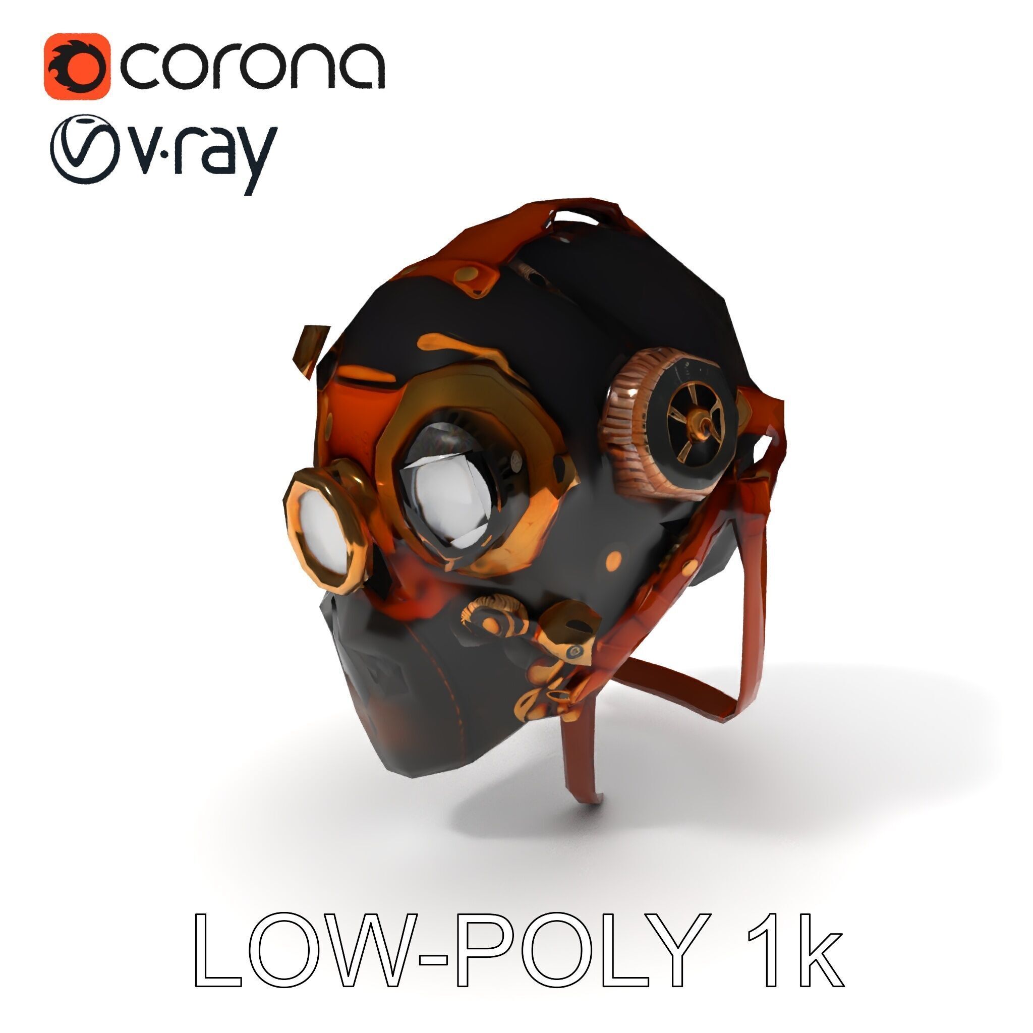 Steampunk Helmet Model Pack with Detailed Interiors Low-poly 3D model_22